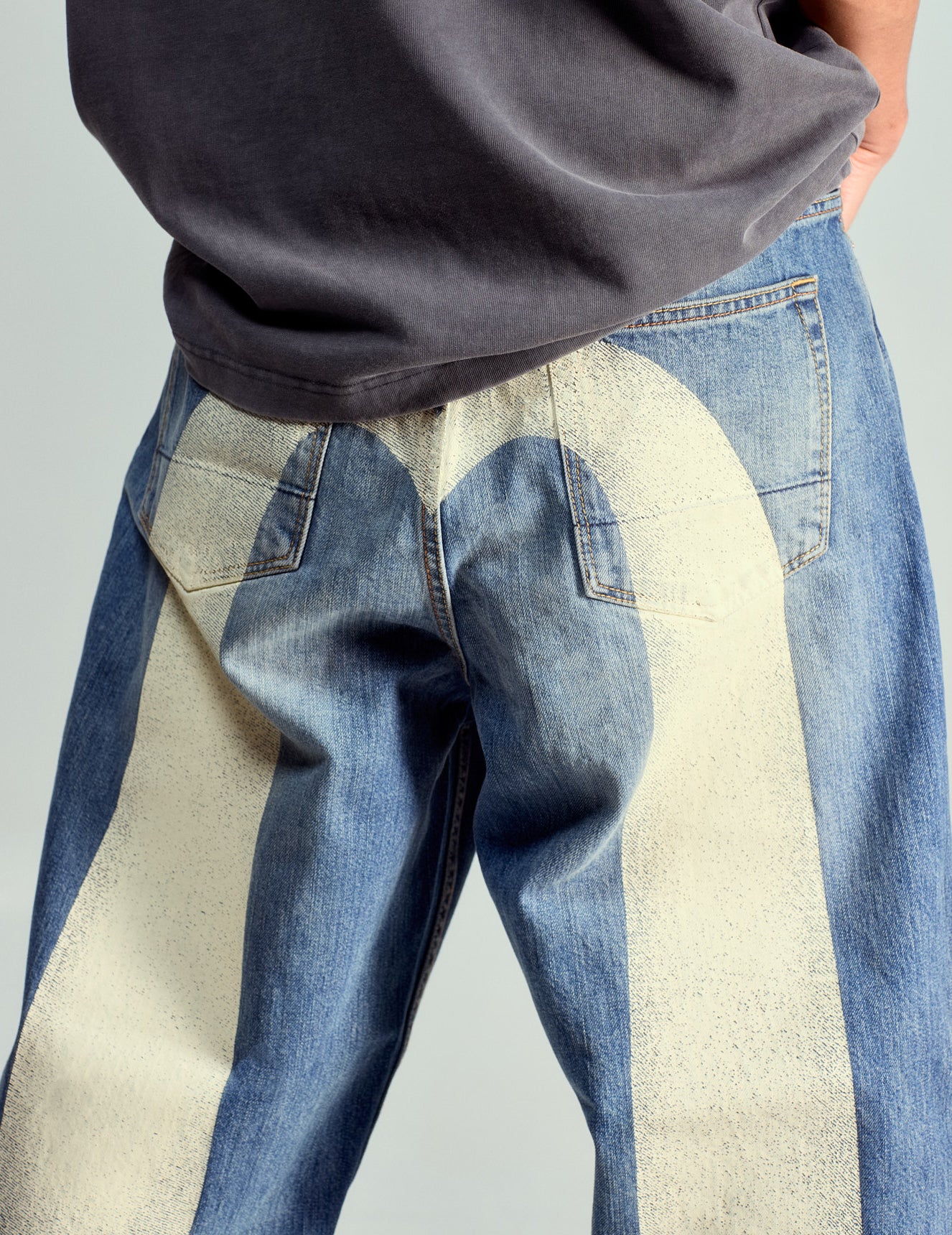 Ecru Daicock Print Loose Fit Jeans #2038