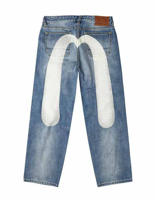 Ecru Daicock Print Loose Fit Jeans #2038