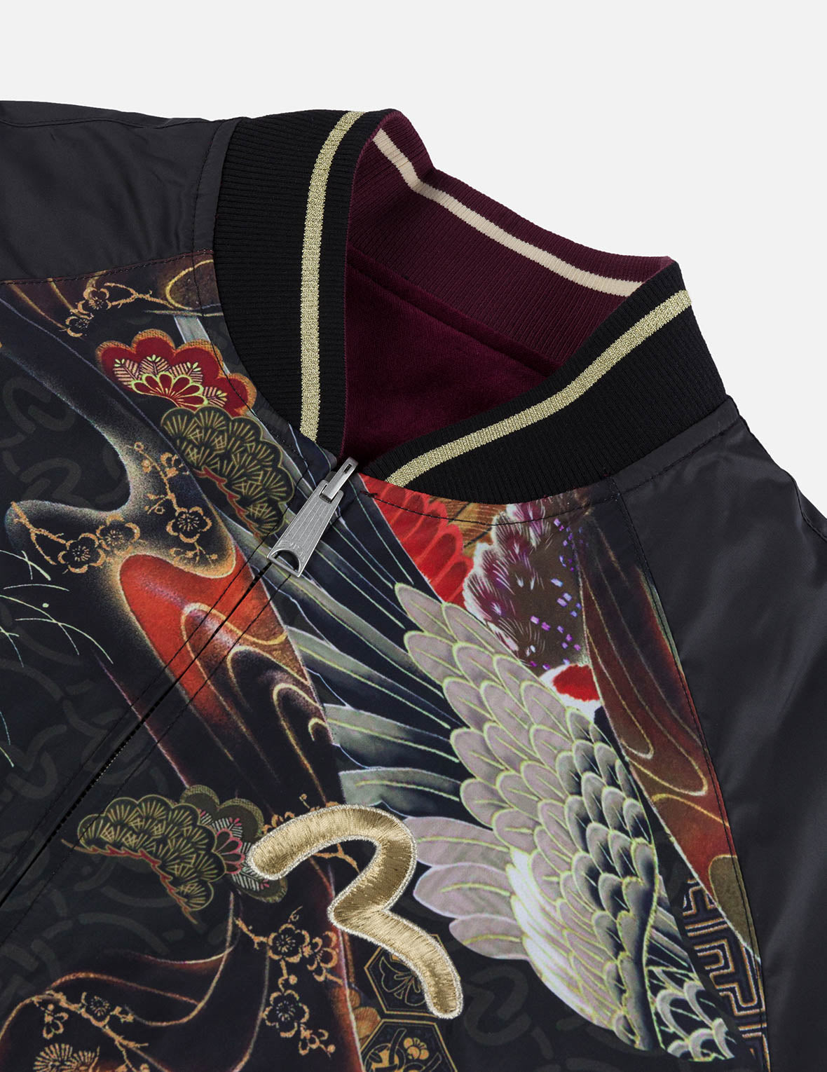 Crane and Logo Embroidery Regular Fit Reversible Bomber Jacket – EVISU