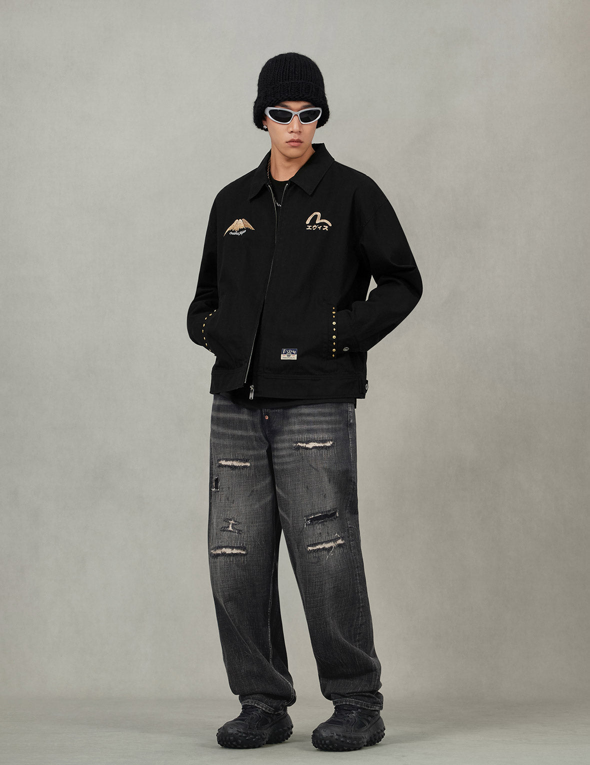 Lion Dance and Mountain Embroidery Regular Fit Worker Jacket – EVISU