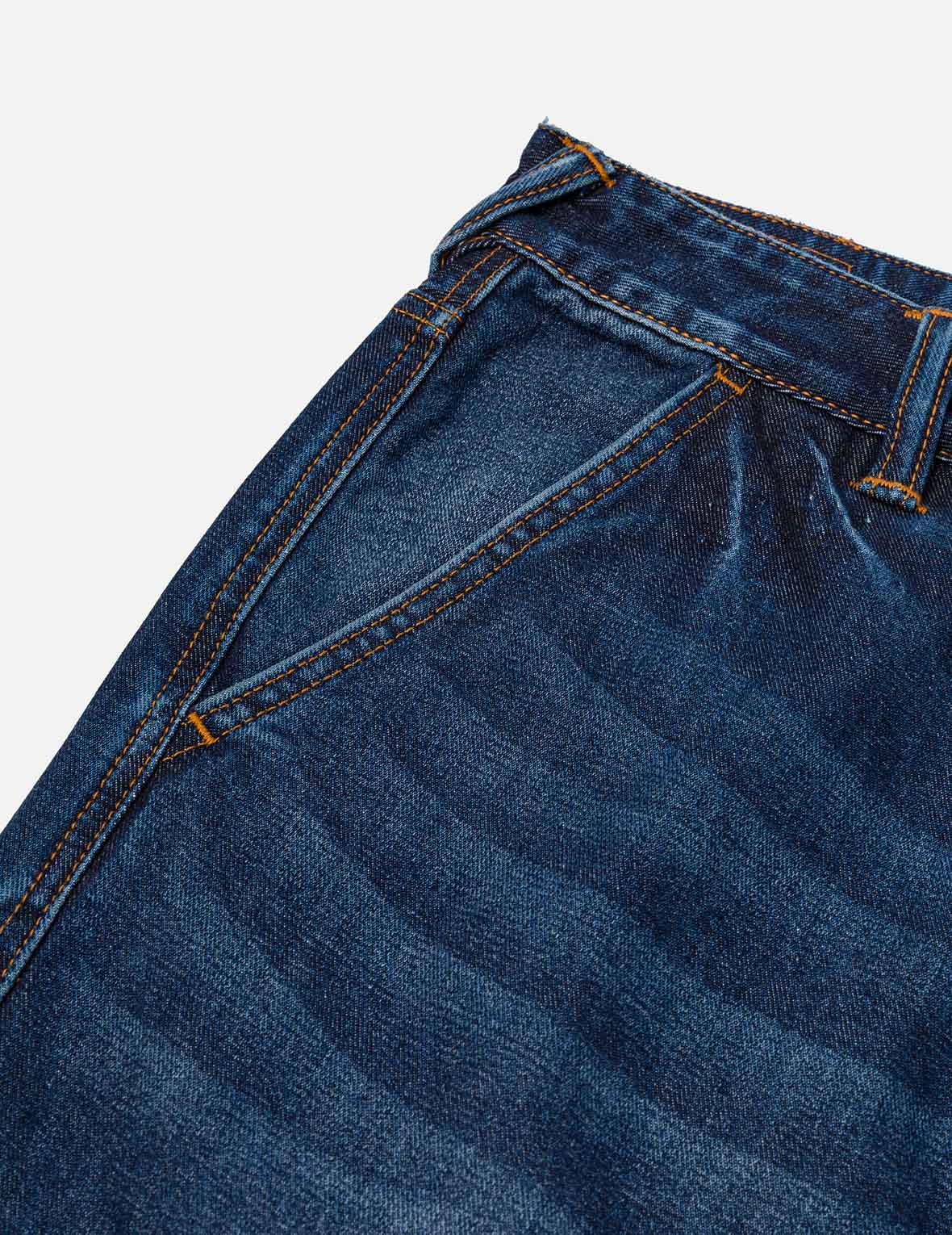 Multi-pocket and Seagull Crane Print Loose Fit Washed Denim Joggers