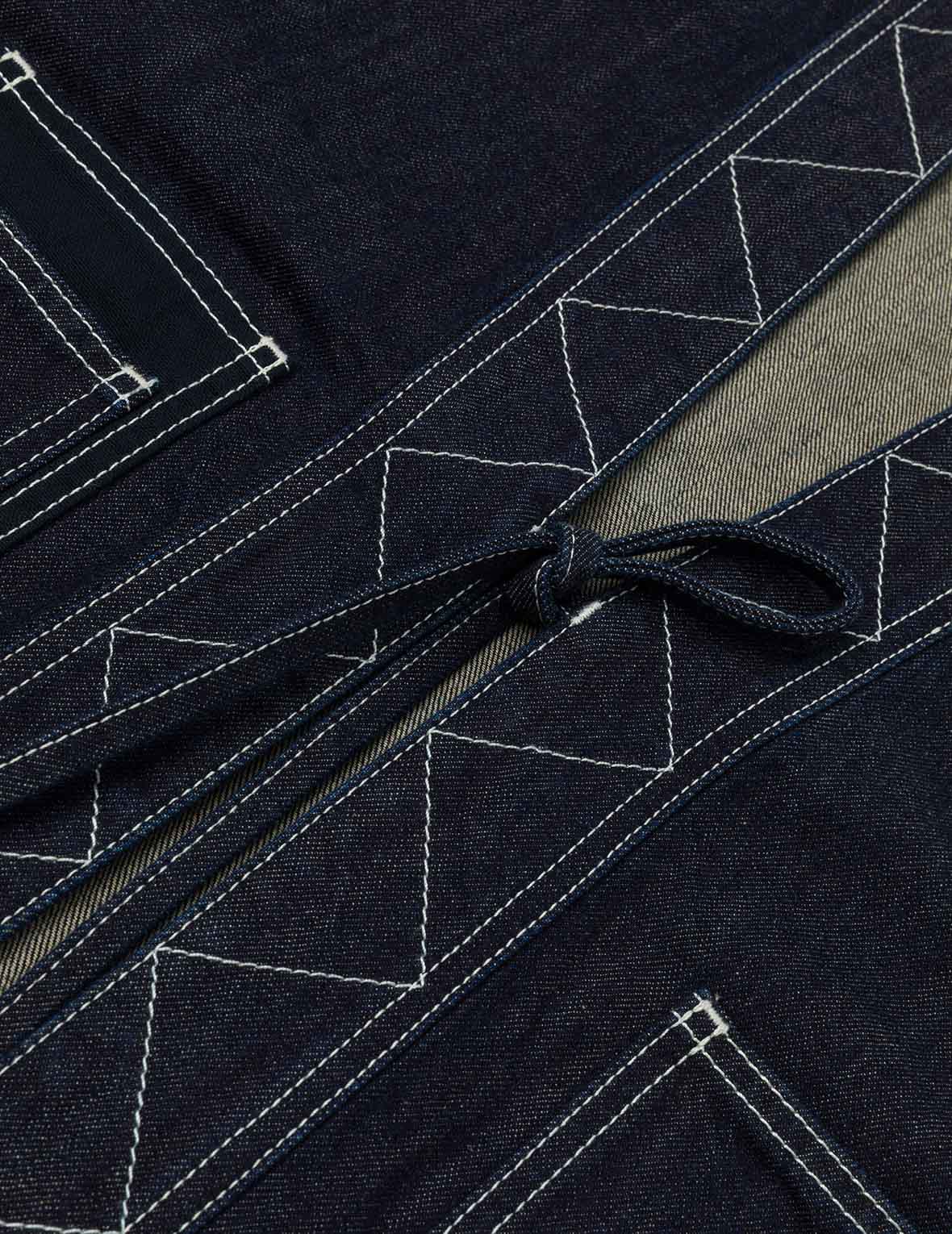 Multi-Pocket with Brocade Patch Relax Fit Denim Kimono