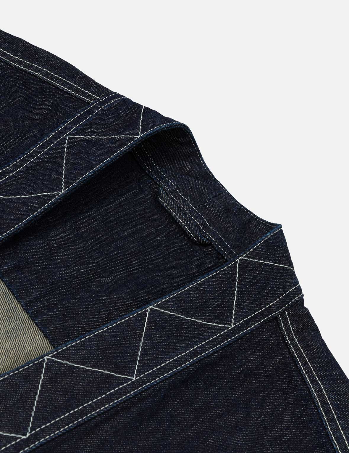 Multi-Pocket with Brocade Patch Relax Fit Denim Kimono