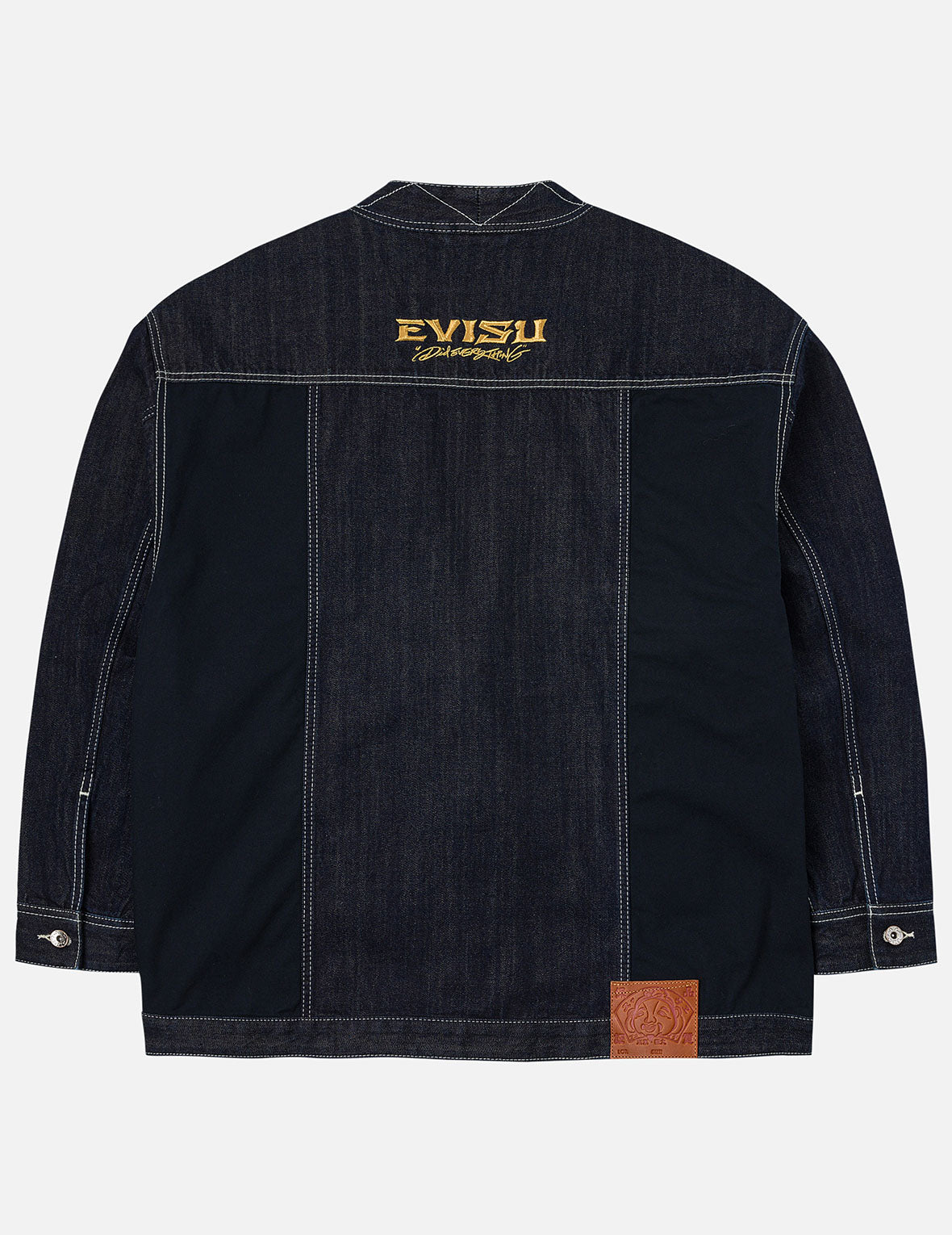 Multi-Pocket with Brocade Patch Relax Fit Denim Kimono