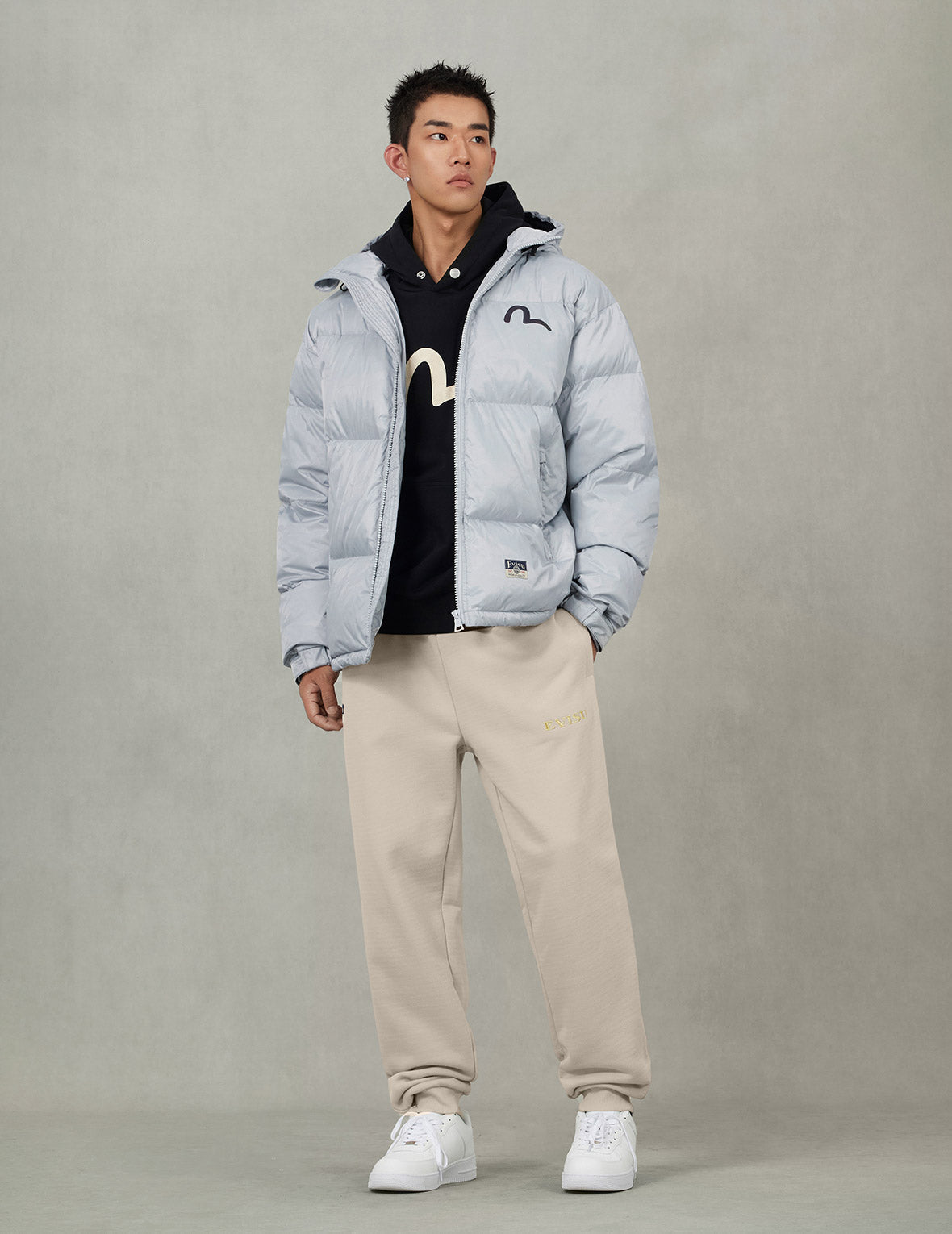 Allover Seagull Crane Jacquard Regular Fit Down Jacket – EVISU Allover Seagull Crane Jacquard Regular Fit Down Jacket – EVISU