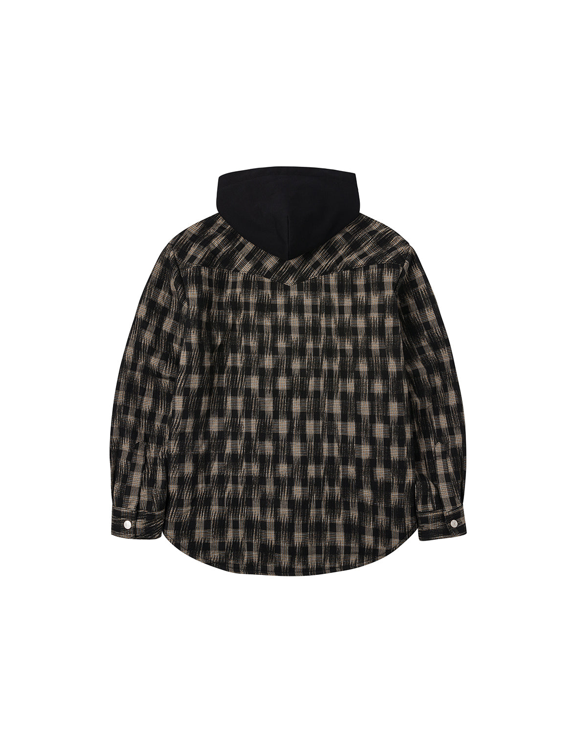 海鸥刺绣宽版休闲格纹衬衫连帽外套