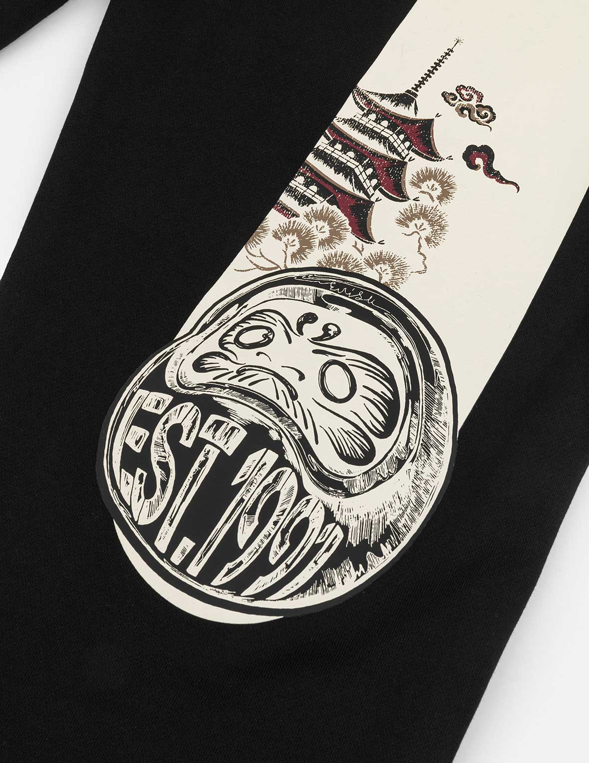 Daruma and Wheel of Wisdom Daicock Print Straight Fit
