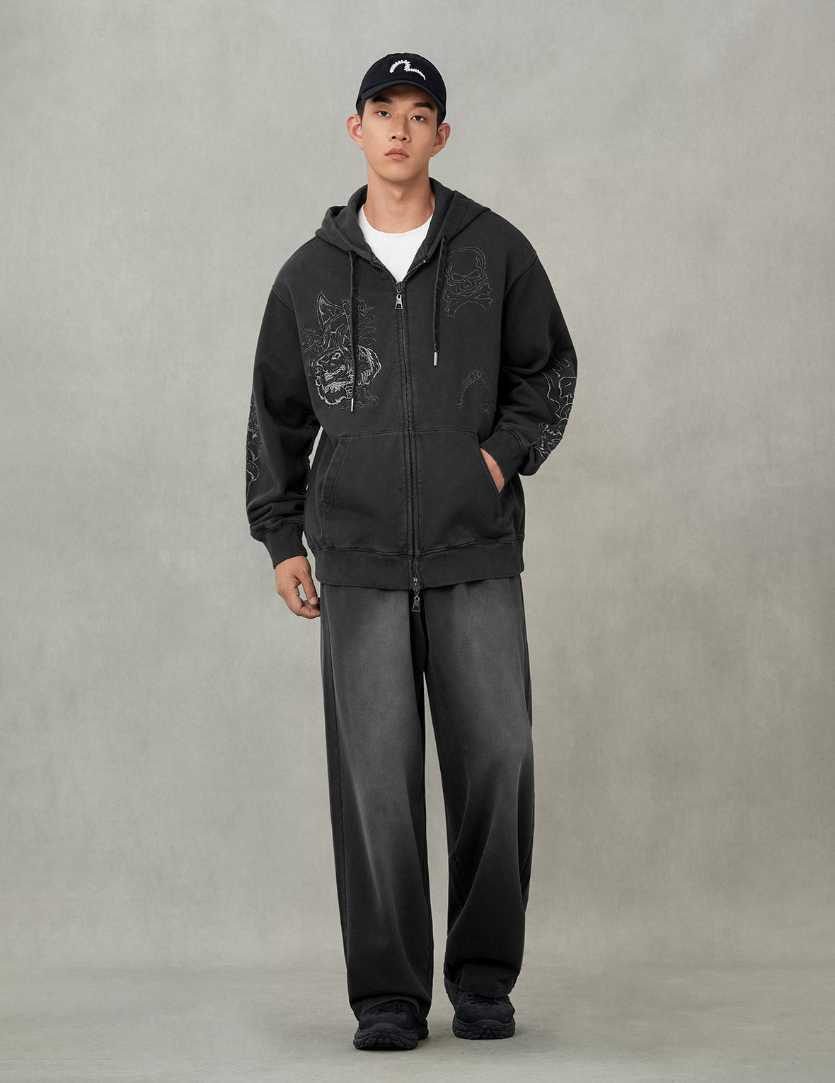 Washed Daicock Print Fashion Fit Sweatpants