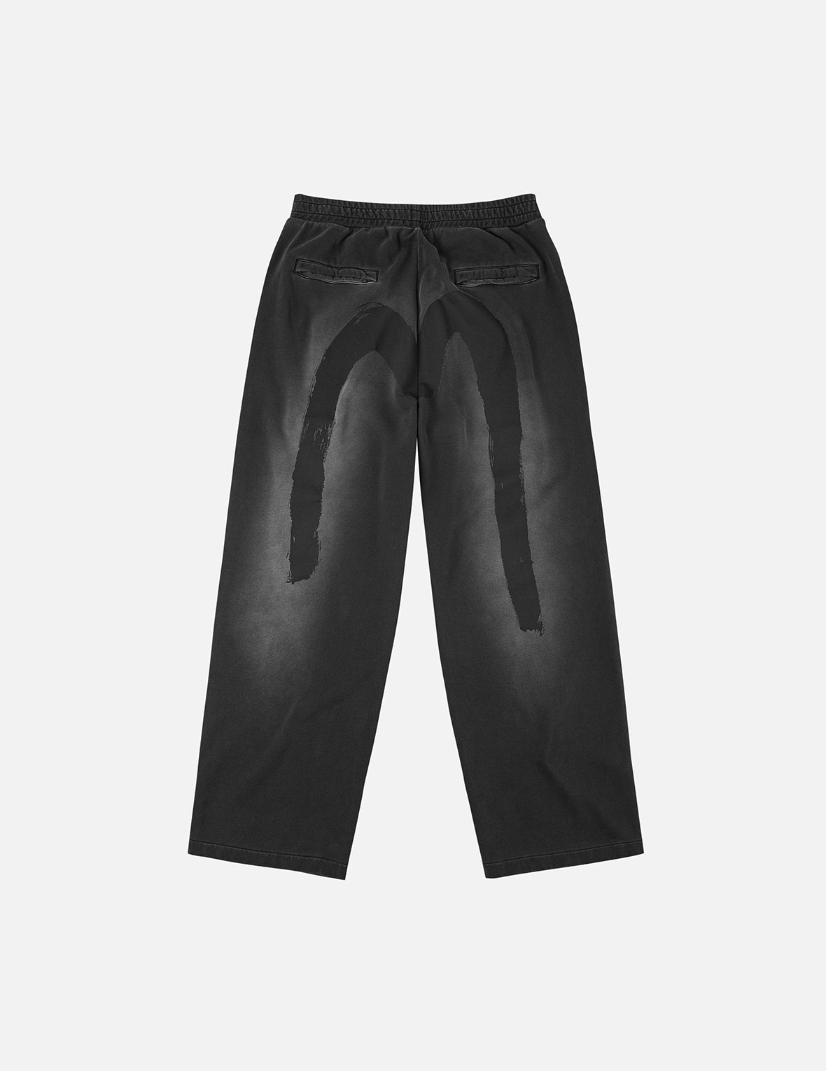 パンツ EVISU Black Half Pants Evisu Sweatpants Washed Daicock Print Fashion Fit Sweatpants – EVISU