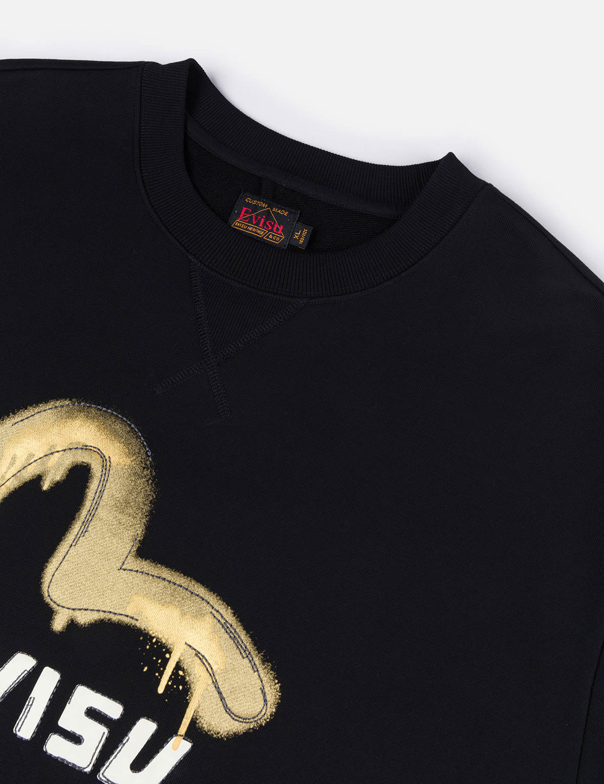 Graffiti Seagull Print and Sashiko Relax Fit Sweatshirt