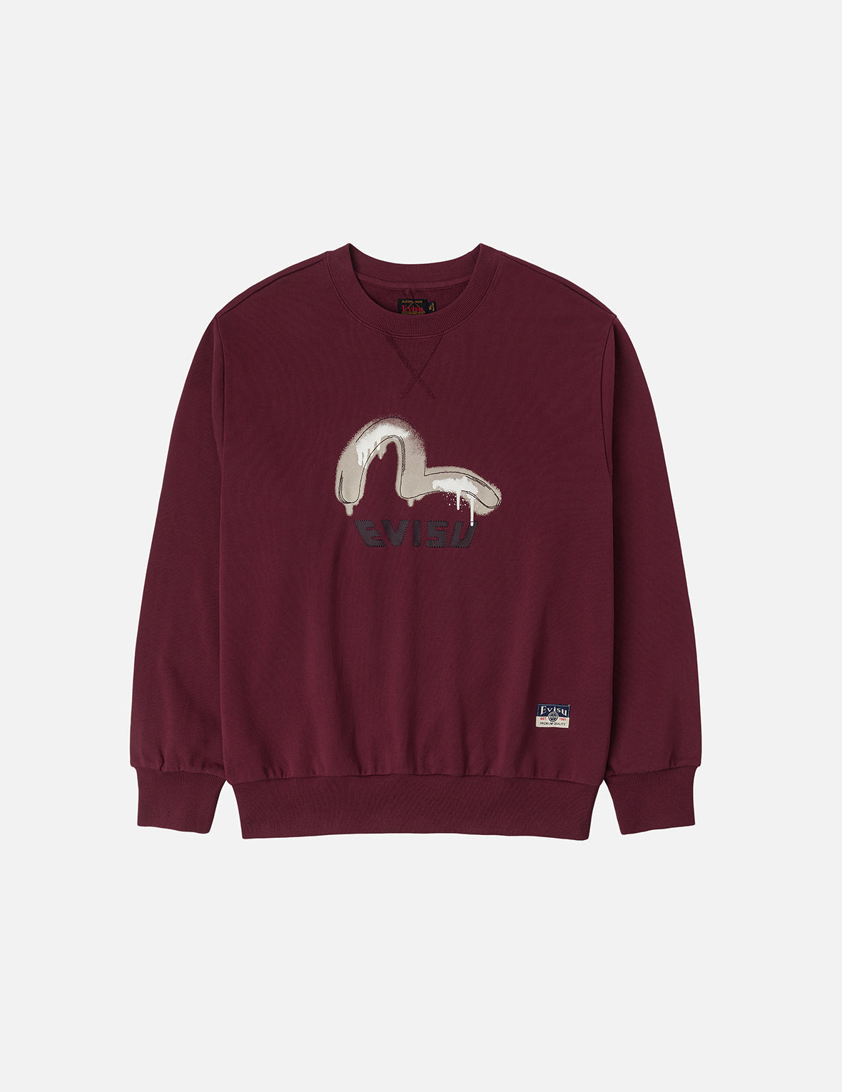 Graffiti Seagull Print and Sashiko Relax Fit Sweatshirt