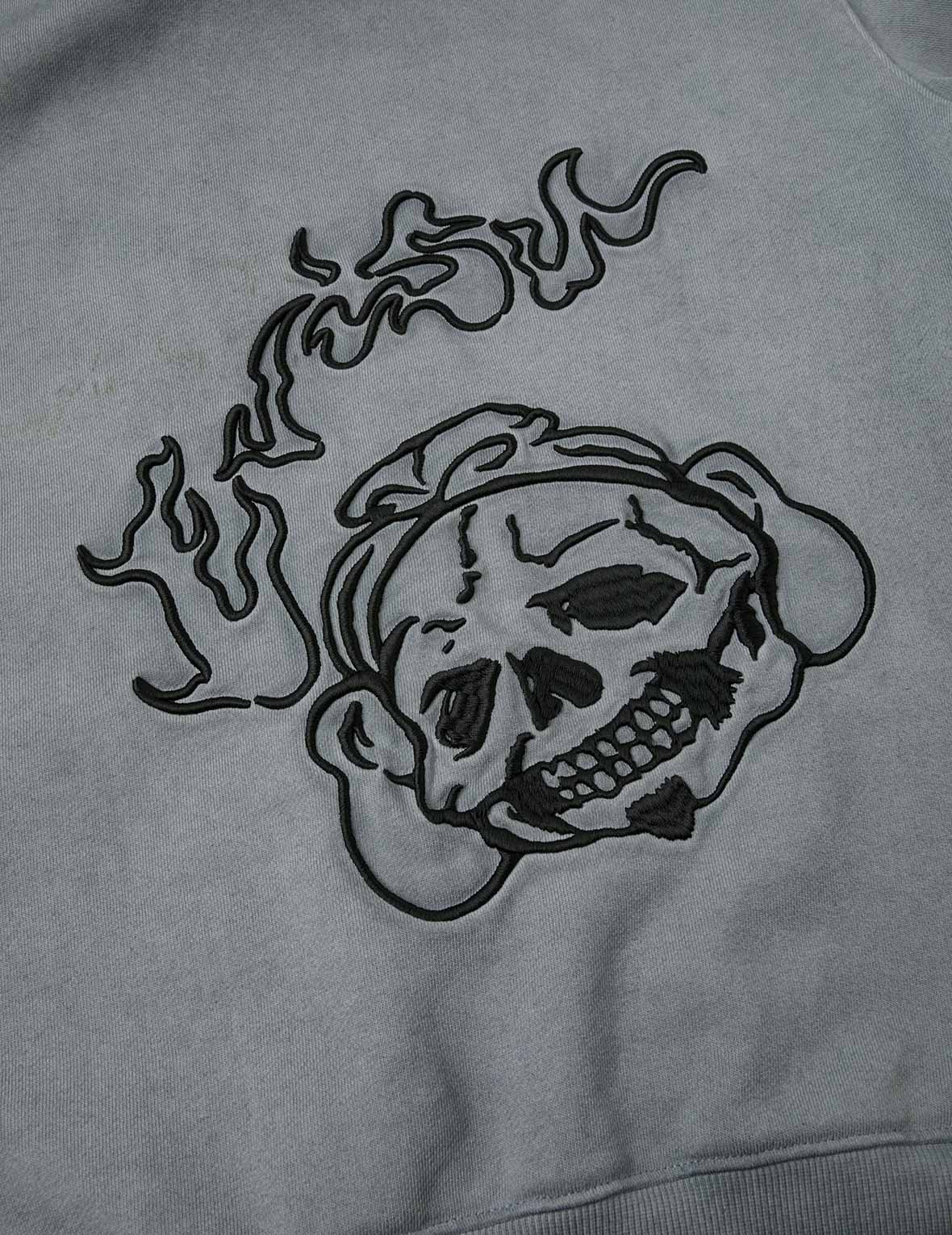 刺青风格刺绣超宽版连帽外套