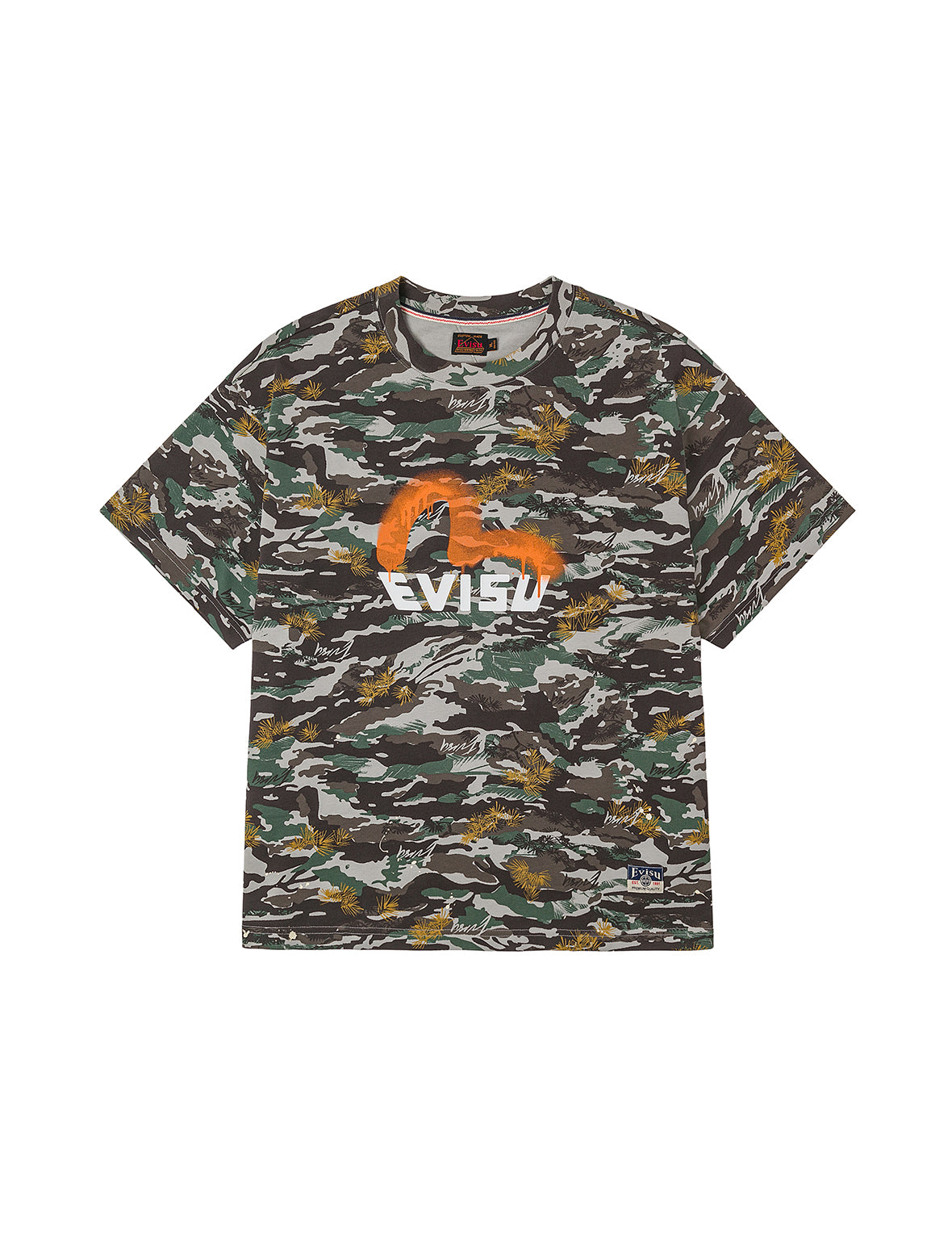 Graffiti-Style Seagull and Logo Print Relax Fit T-Shirt – EVISU