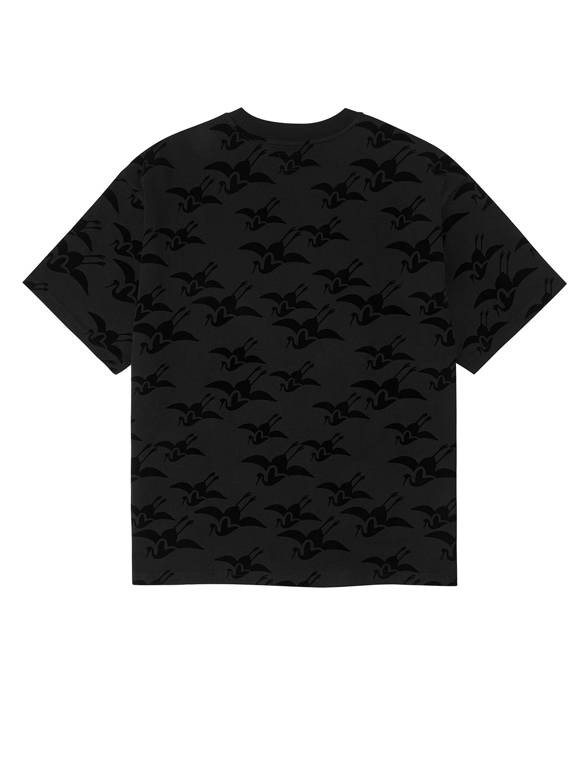 Allover Seagull Crane Flocking Print Relax Fit T-shirt