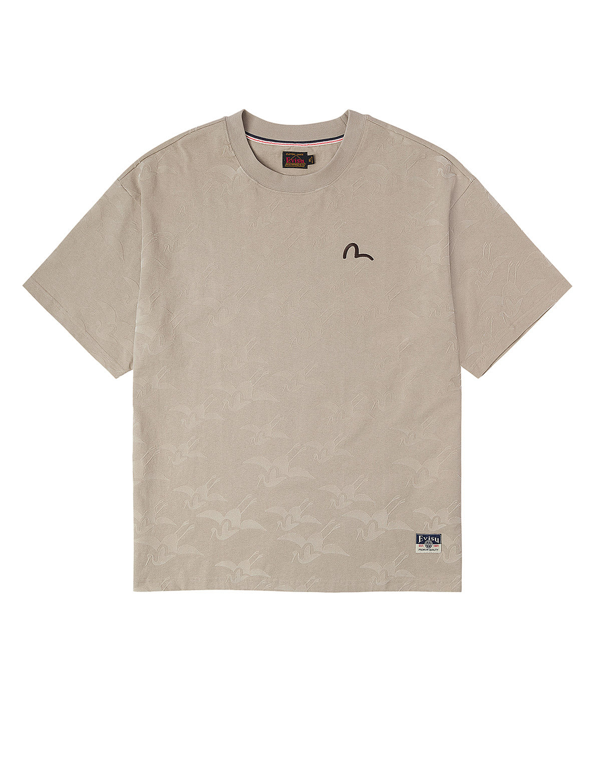 Allover Seagull Crane Flocking Print Relax Fit T-shirt