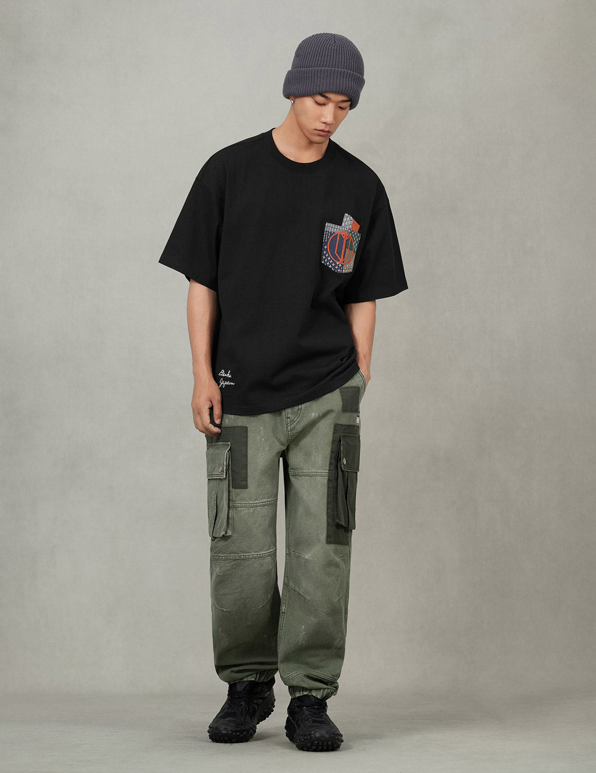 Multi-pocket Color Blocking Sashiko Loose Fit T-shirt – EVISU