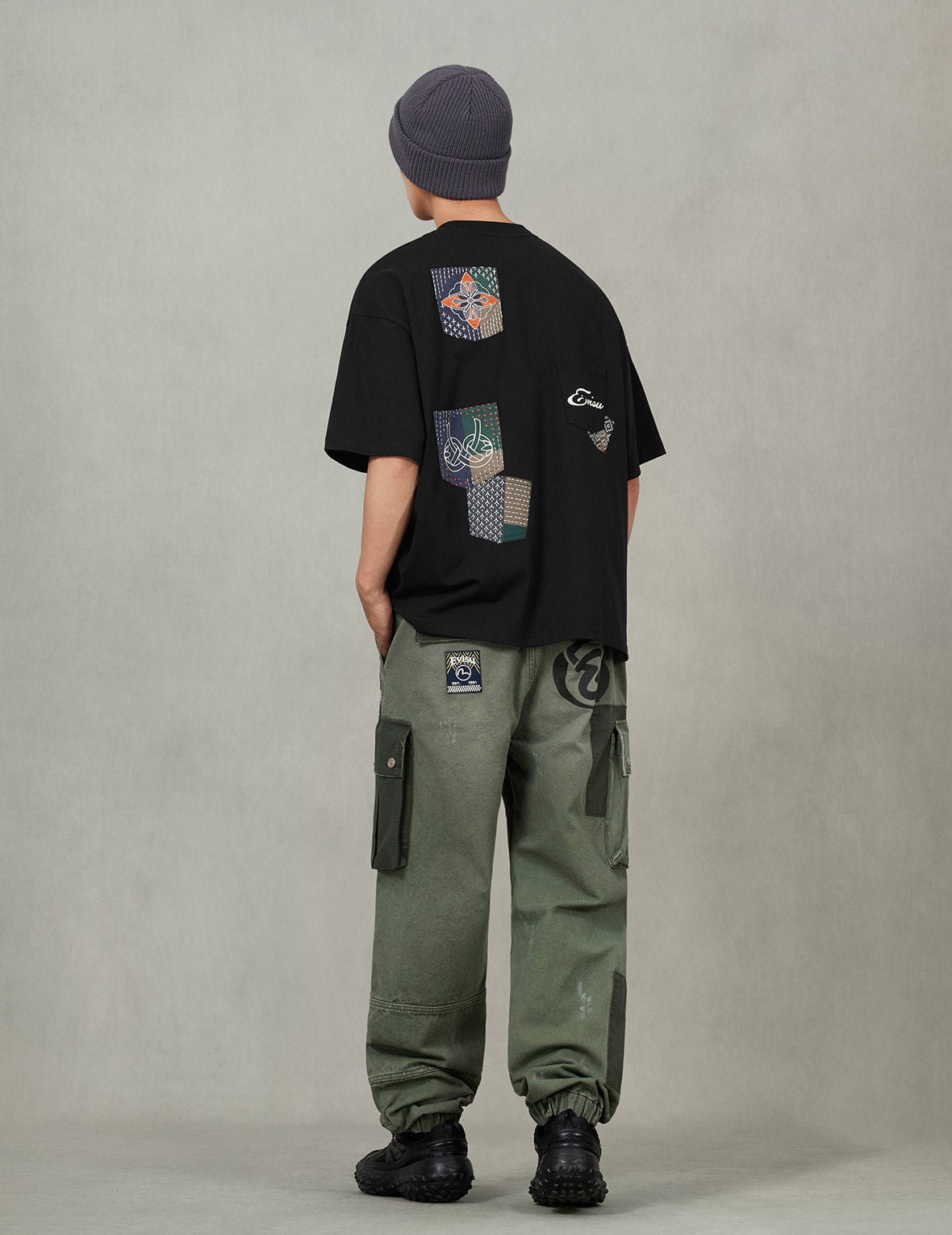 Multi-pocket Color Blocking Sashiko Loose Fit T-shirt – EVISU