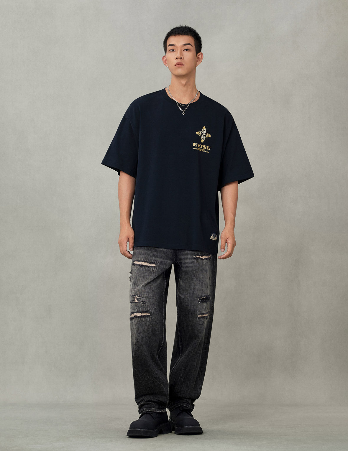 Crane Flying Wings with Daicock Print Loose Fit T-Shirt – EVISU