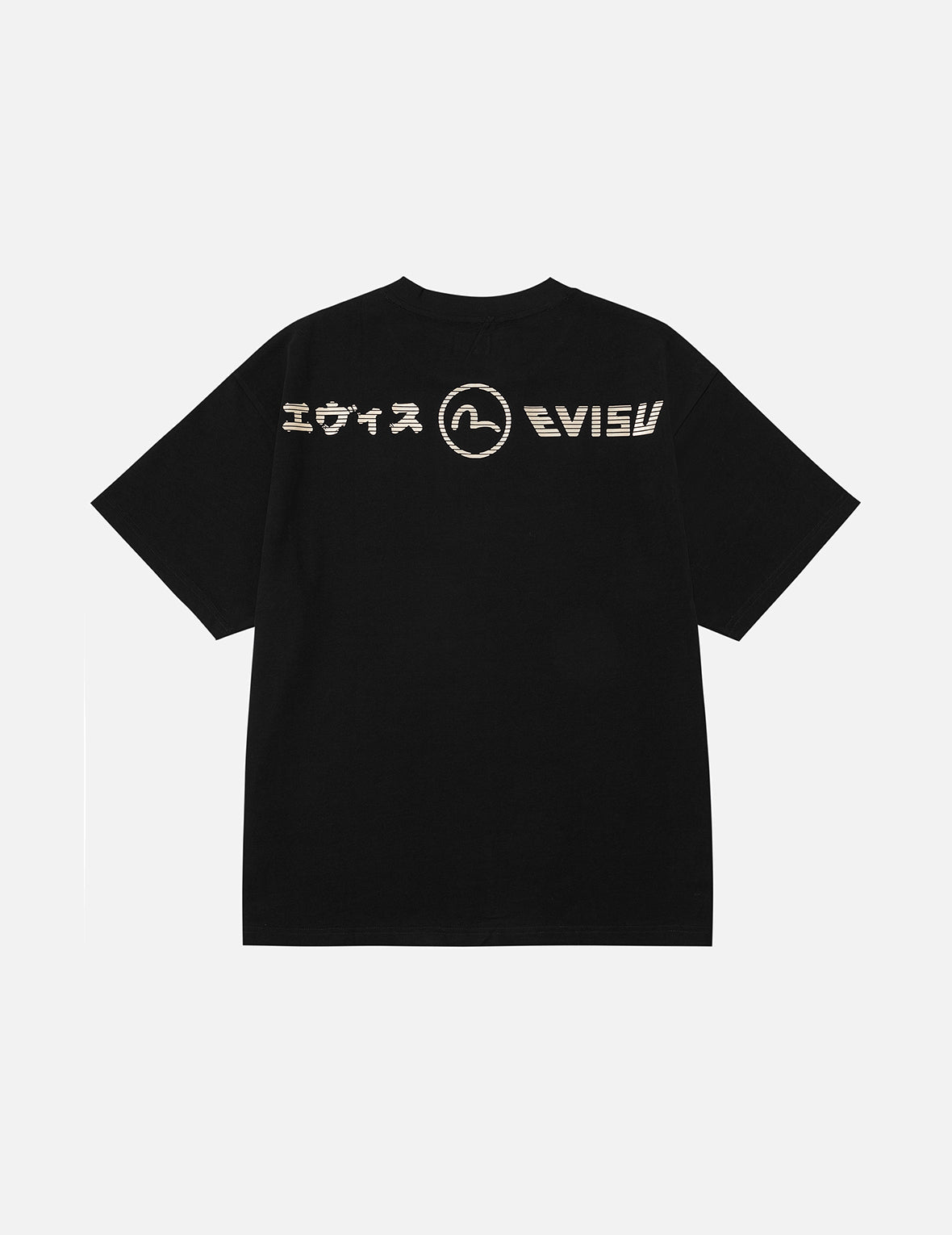 佛头舞狮和山脉刺绣宽版休闲T恤