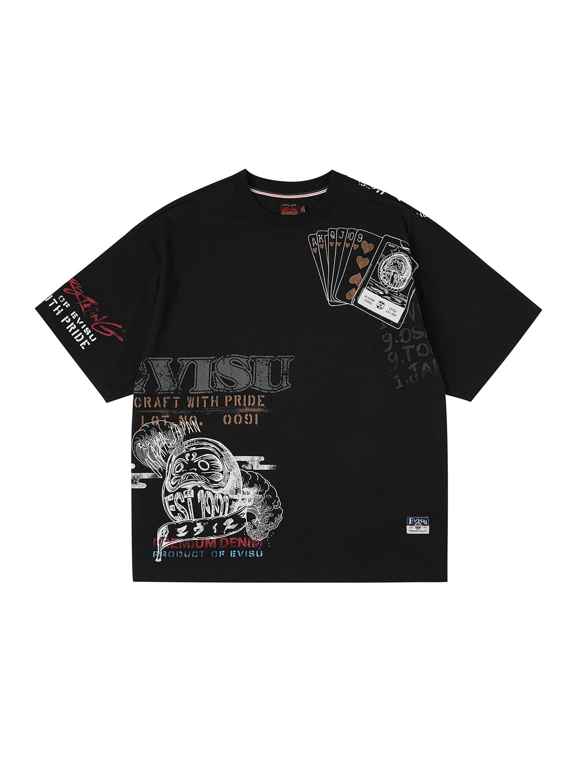 Evisu tシャツ swag Graffiti-style Daicock Print Relax Fit T-shirt – EVISU