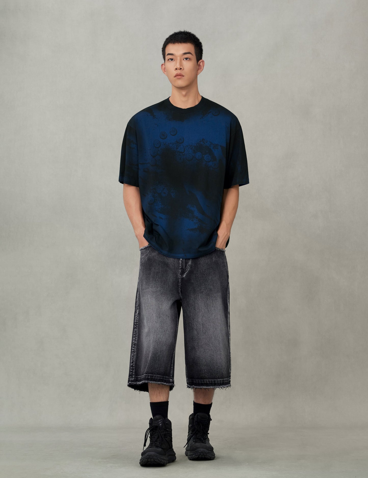Button Seagull Print Oversized T-Shirt