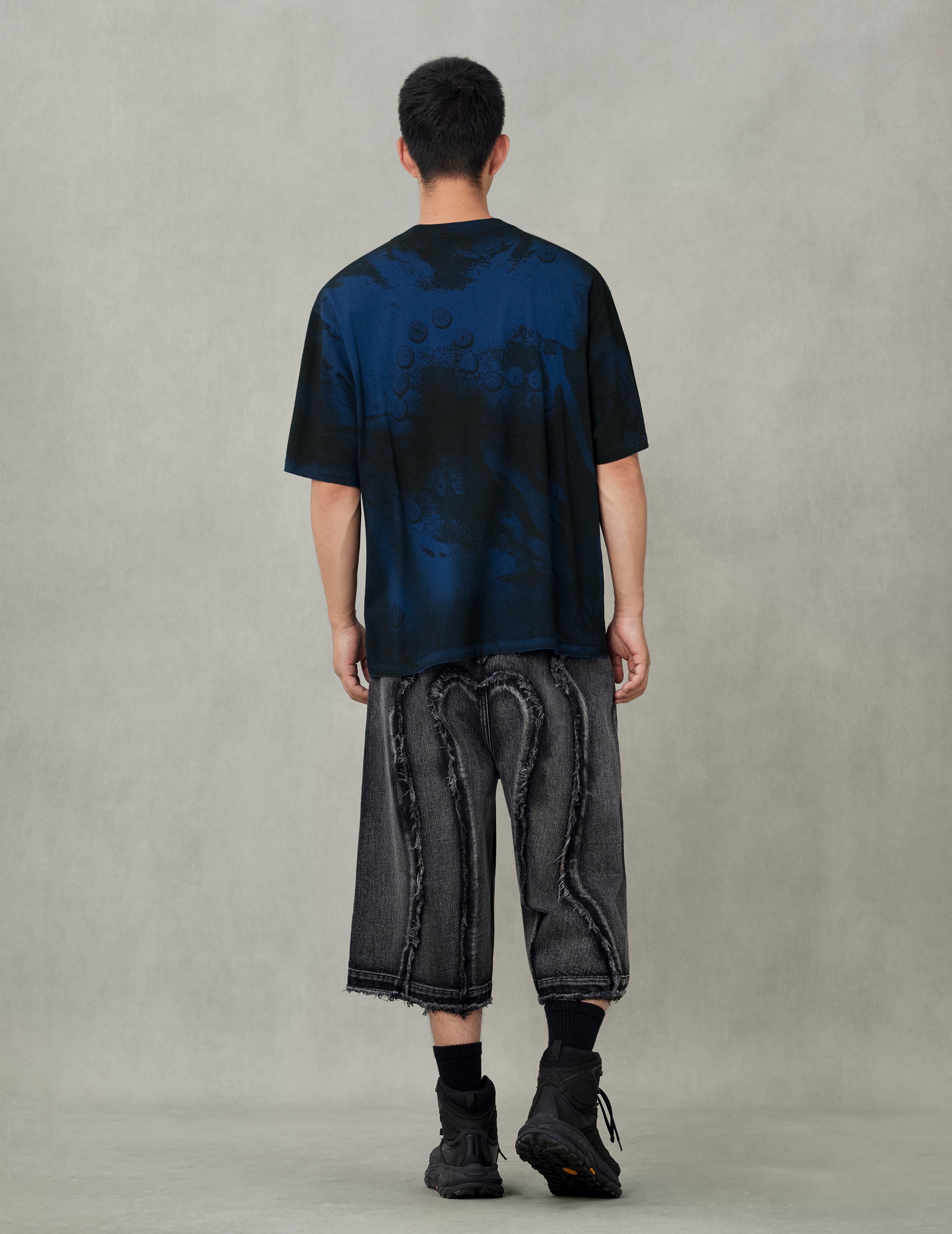 Button Seagull Print Oversized T-Shirt