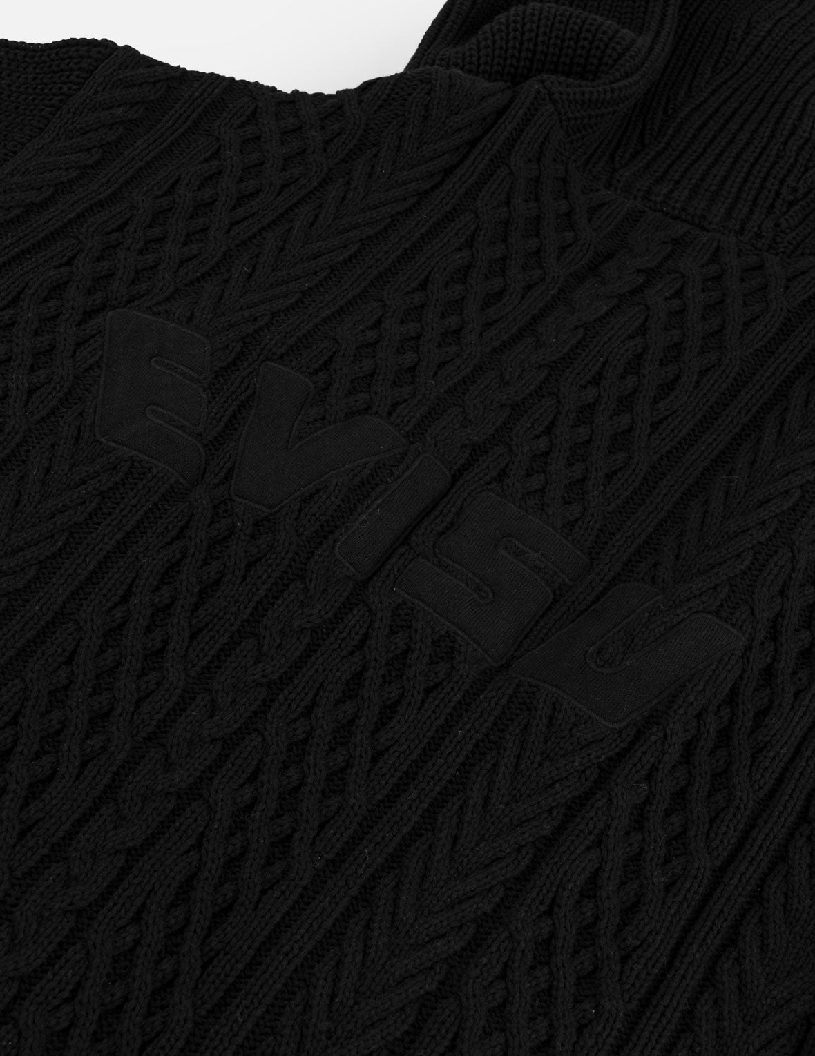 Evisu Logo Cable Knit Zip Hoodie Cardigan