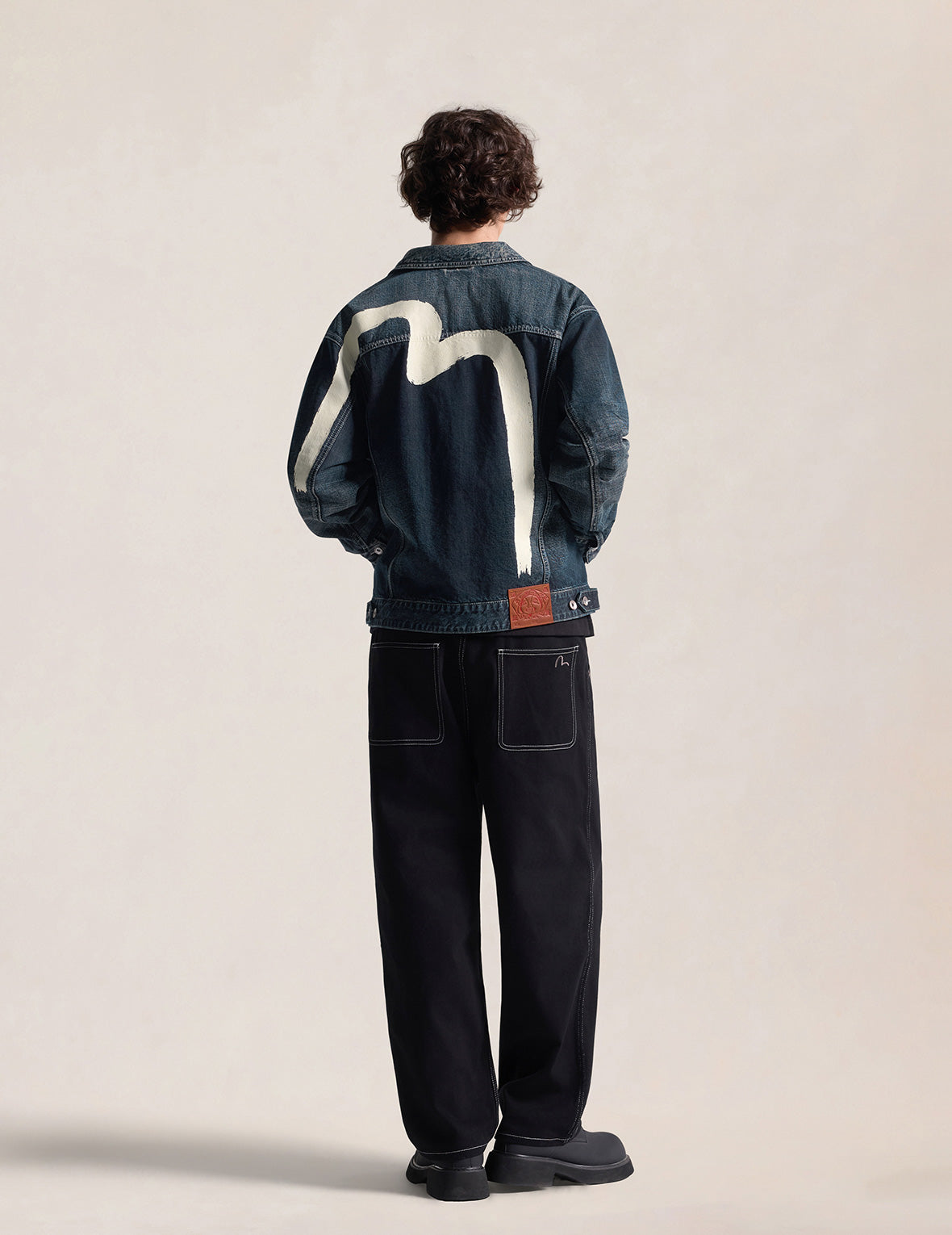 Hand Brush Printed Daicock Denim Jacket