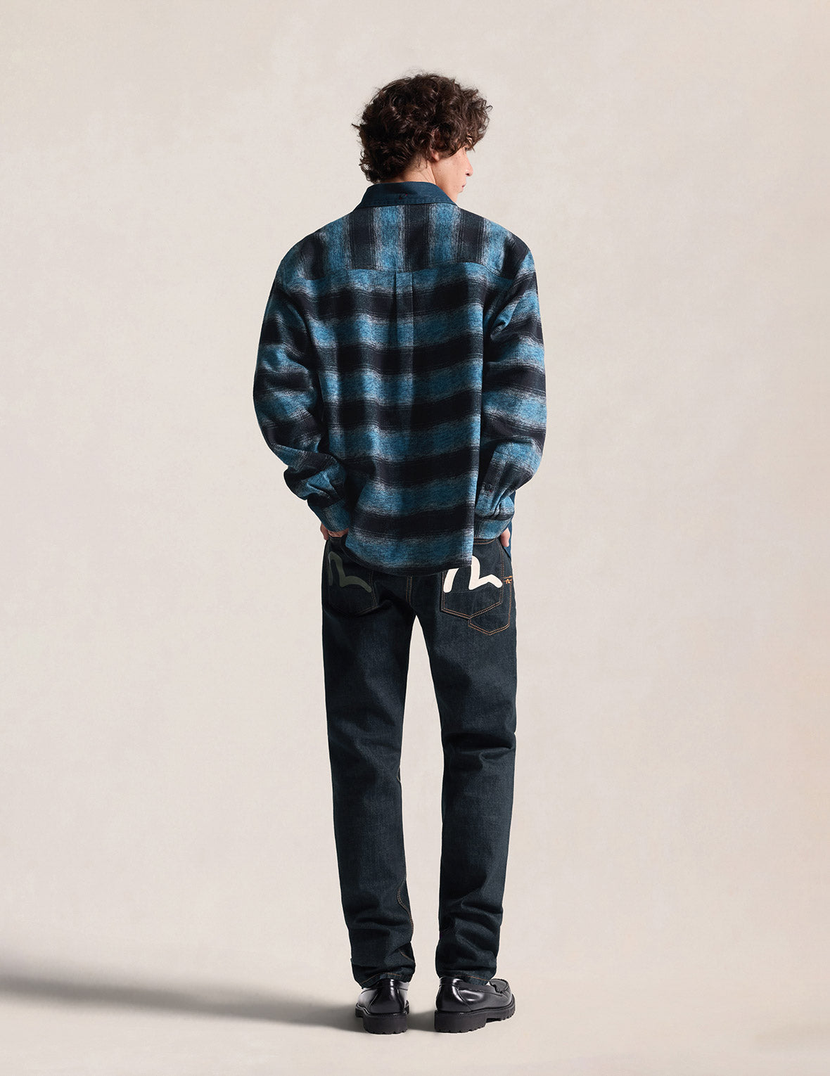 Grey & White Seagull Print Pocket Selvedge Jeans #2017