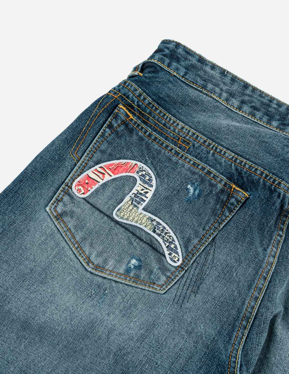 Boro Patchwork Distressed Seagull Pocket Jeans #2020
