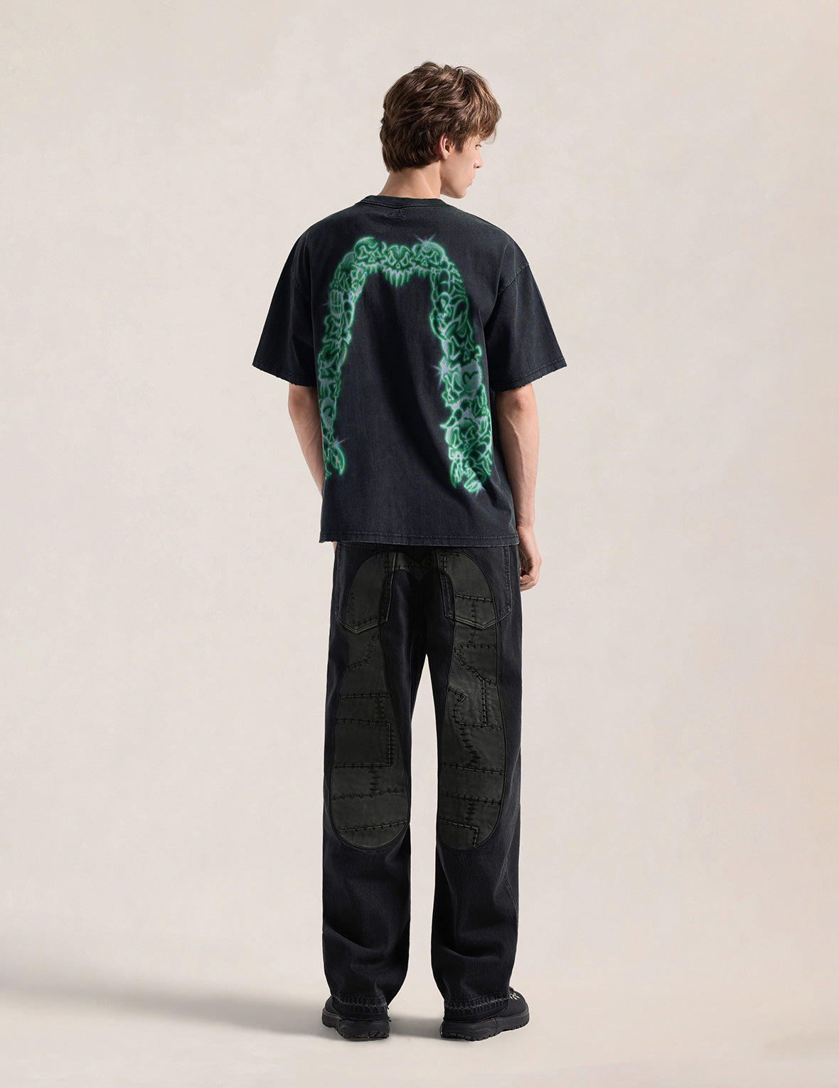 Leather Patchwork Daicock Denim Jeans