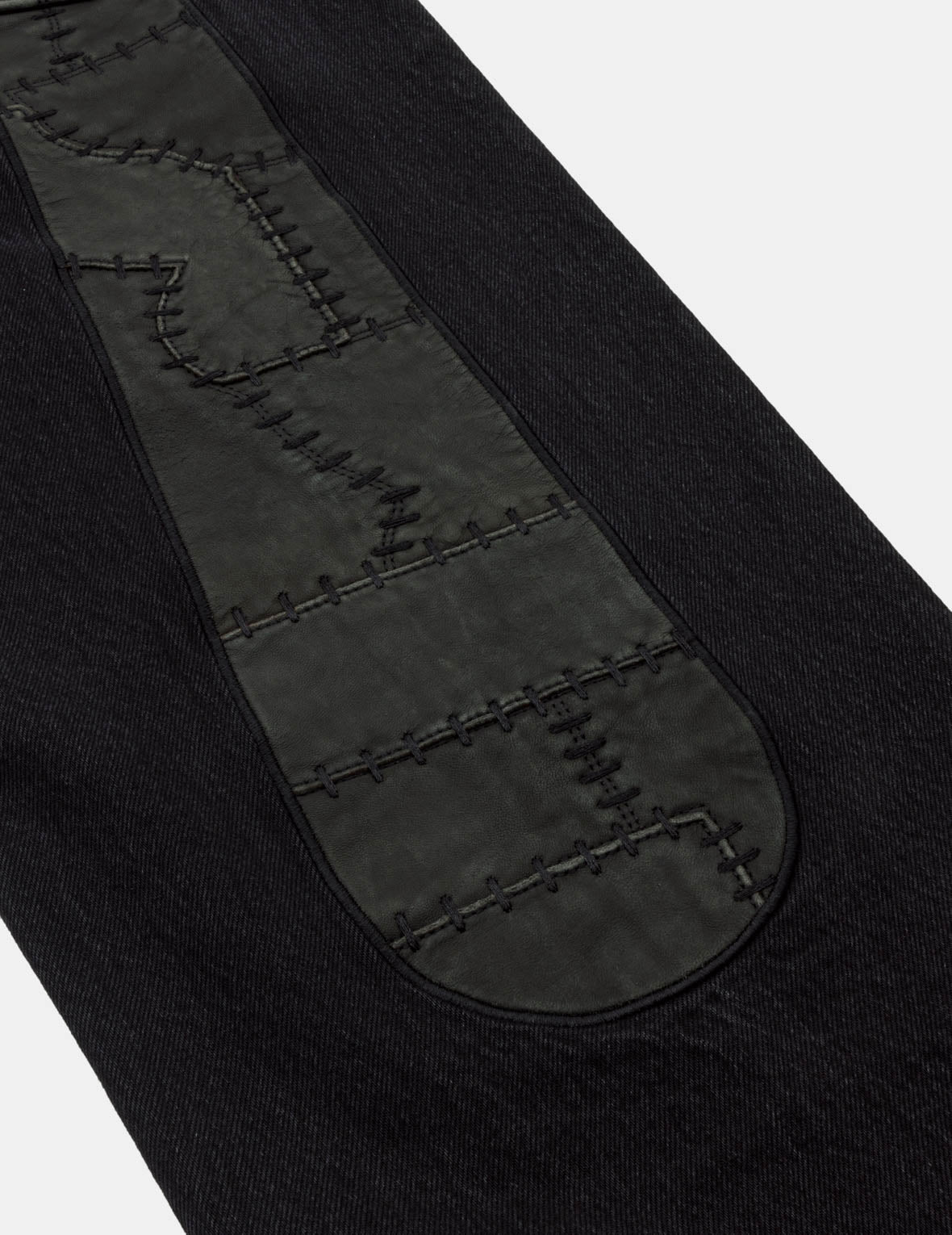 Leather Patchwork Daicock Denim Jeans