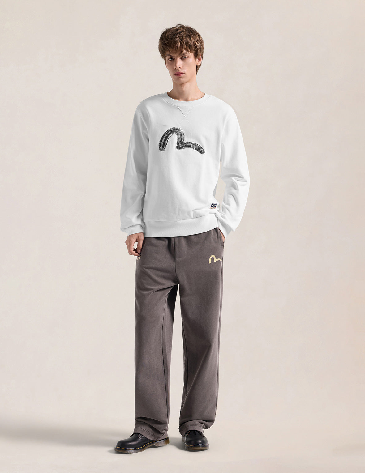 Raw-Edge Seagull Embroidered Sweatshirt