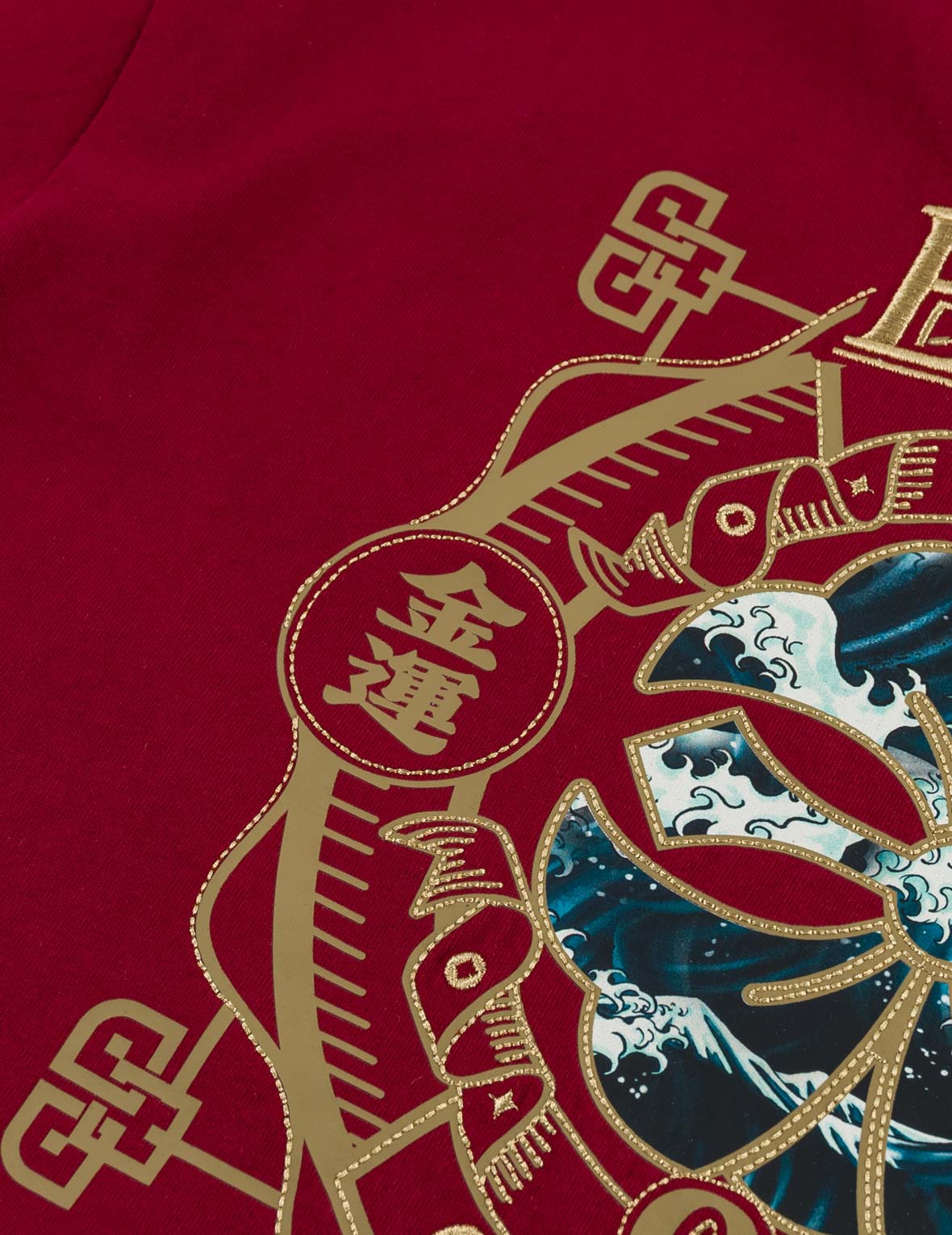 Gold Print Kamon Wave Applique Tee
