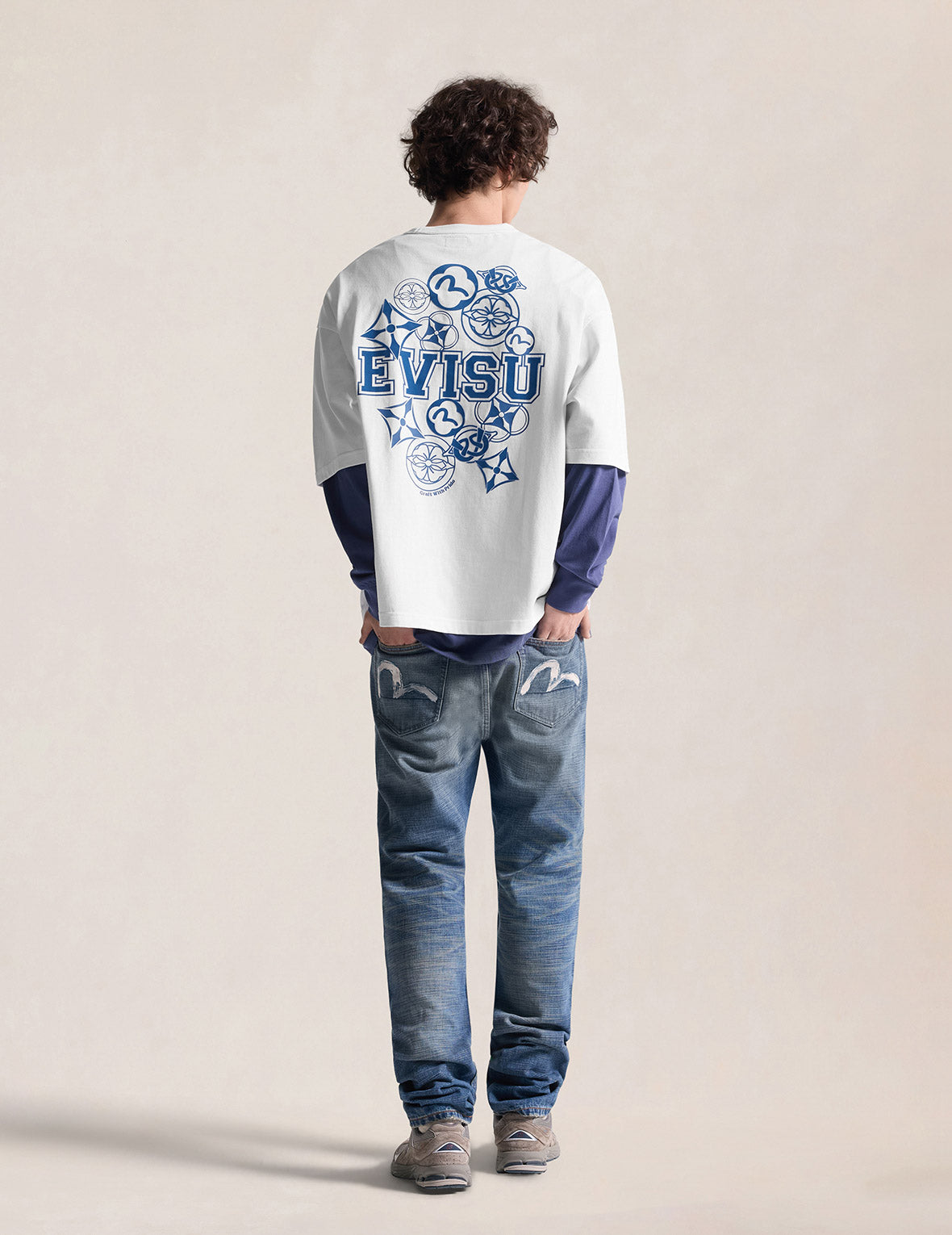EVISU エヴィス カモメロゴ Tシャツ 38 Flocking Logo Kamon Print T-Shirt – EVISU