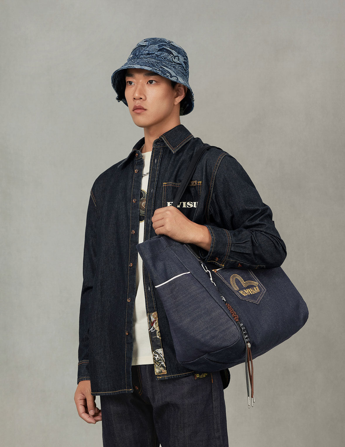 Seagull Embroidery Denim Tote Bag – EVISU
