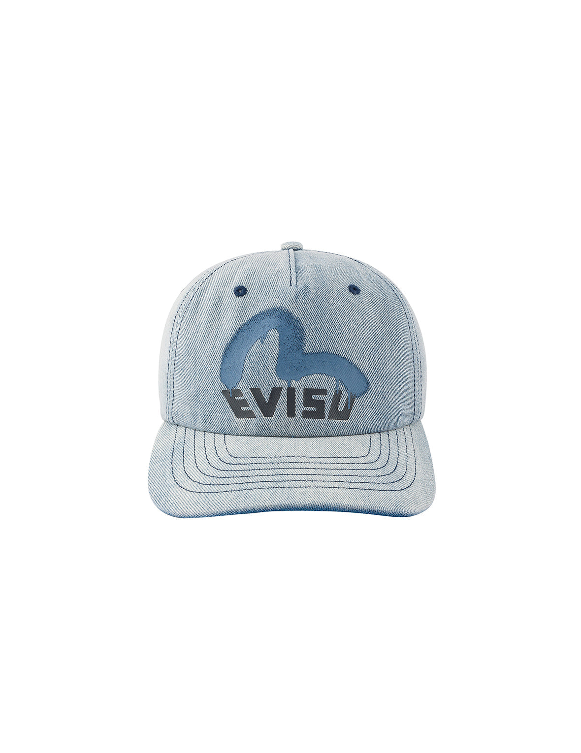 Graffiti Seagull and Logo Print Denim Cap