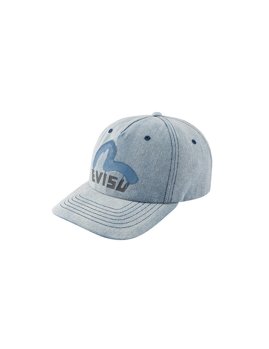 Graffiti Seagull and Logo Print Denim Cap