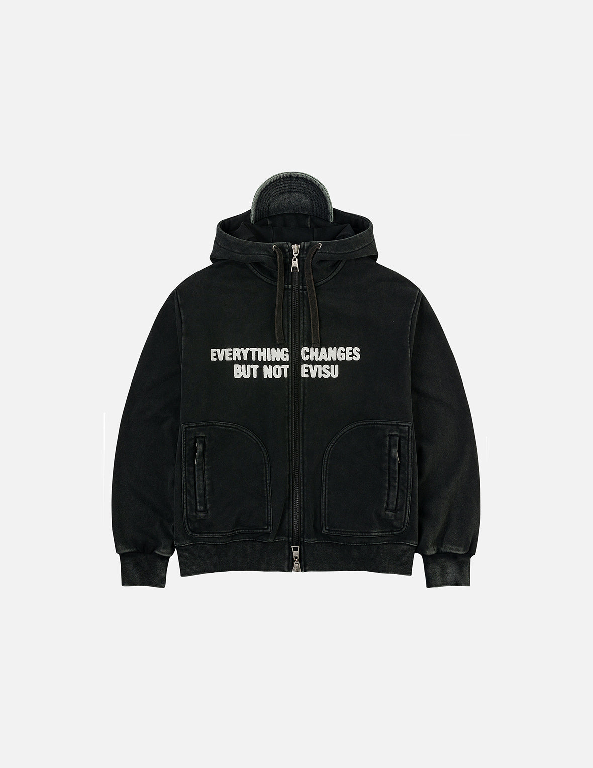 Slogan Print Oversized with Cap Hooded Jacket – EVISU