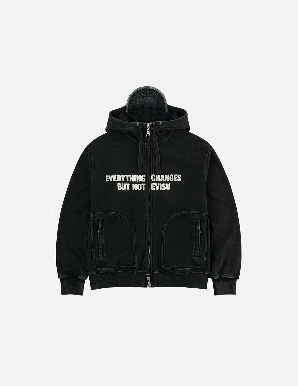 Slogan Print Oversized with Cap Hooded Jacket – EVISU