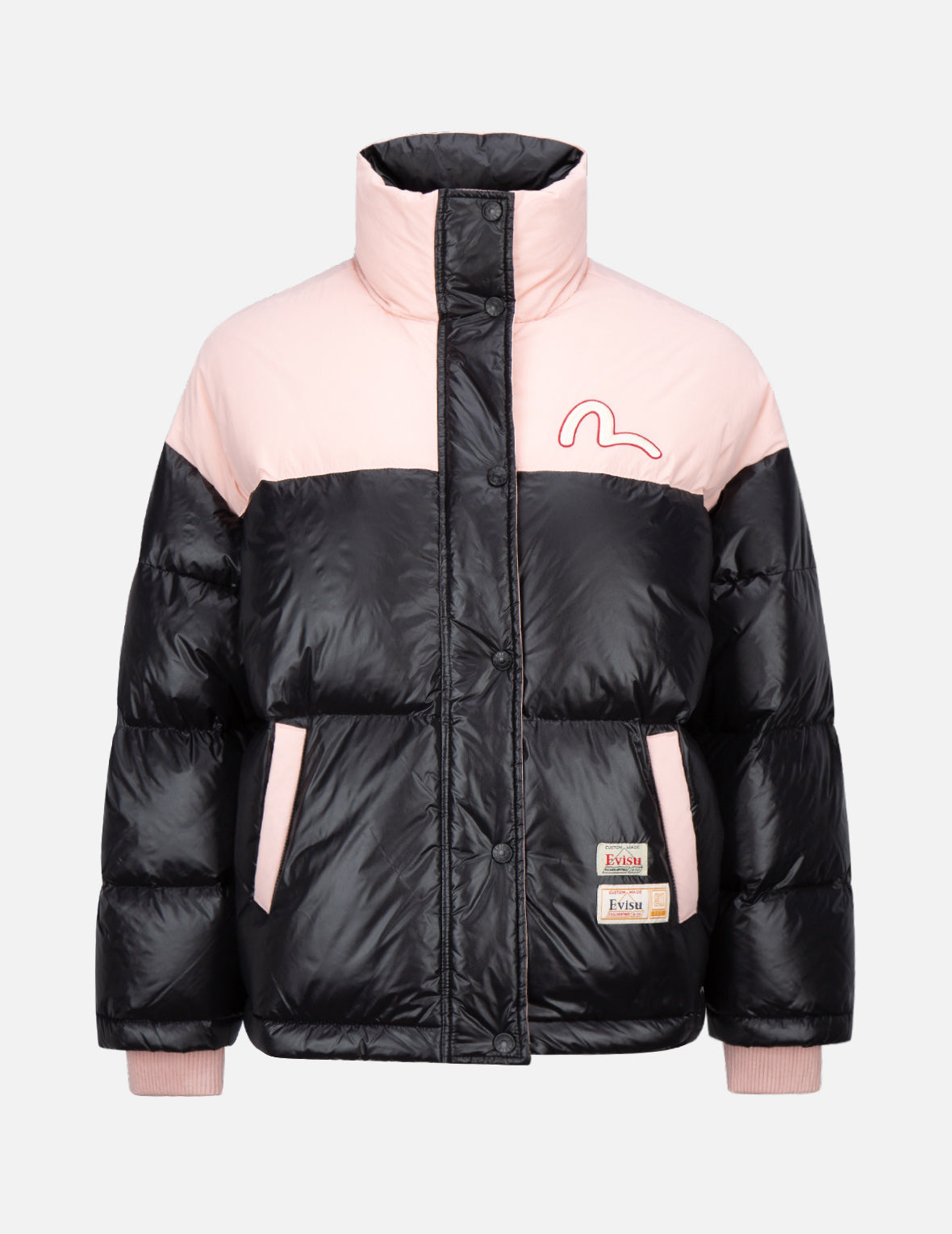 Kamon Embroidered Color Blocking Down Jacket – EVISU