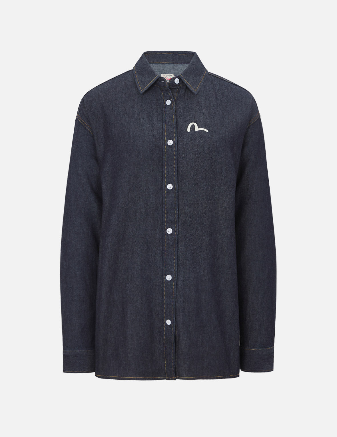 Brocade Kamon Print Denim Shirt