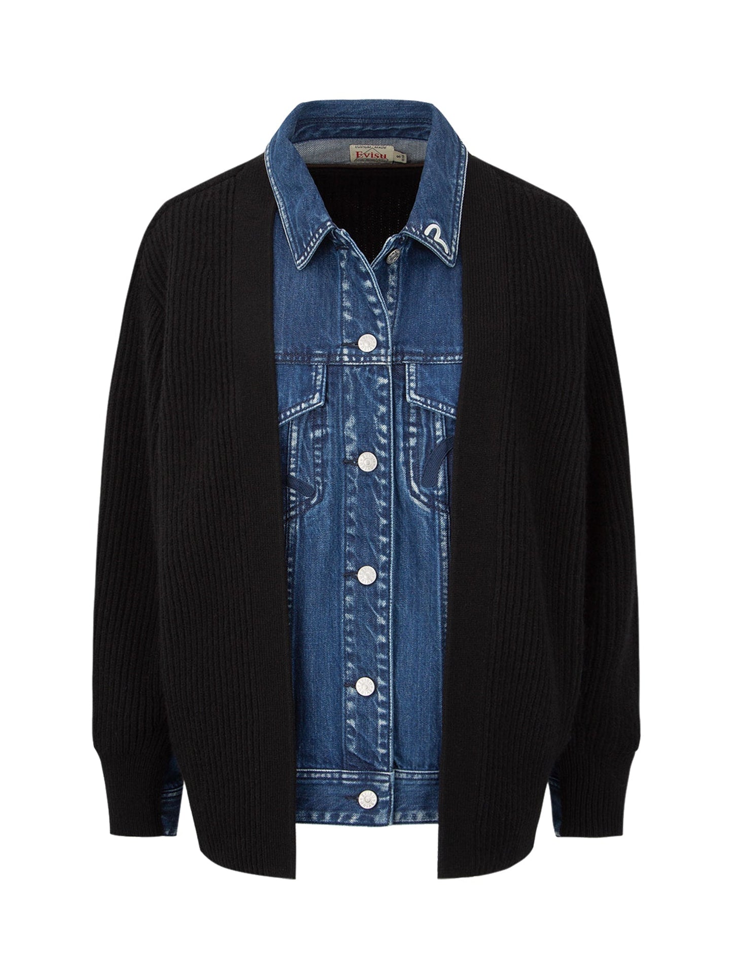 Fabric Blocking Denim Shirt Jacket