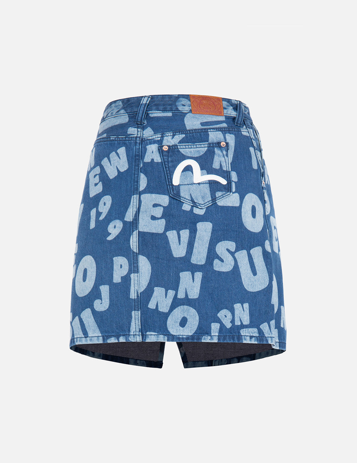 スカート EVISU archive denimpleatsskirt Y2Kstreet Allover Text Discharge Print Denim Skirt – EVISU