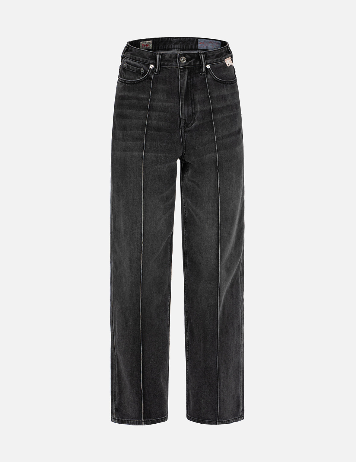 Seagull Embroidery with Logo-pattern Pocket Wide-leg Denim Jeans