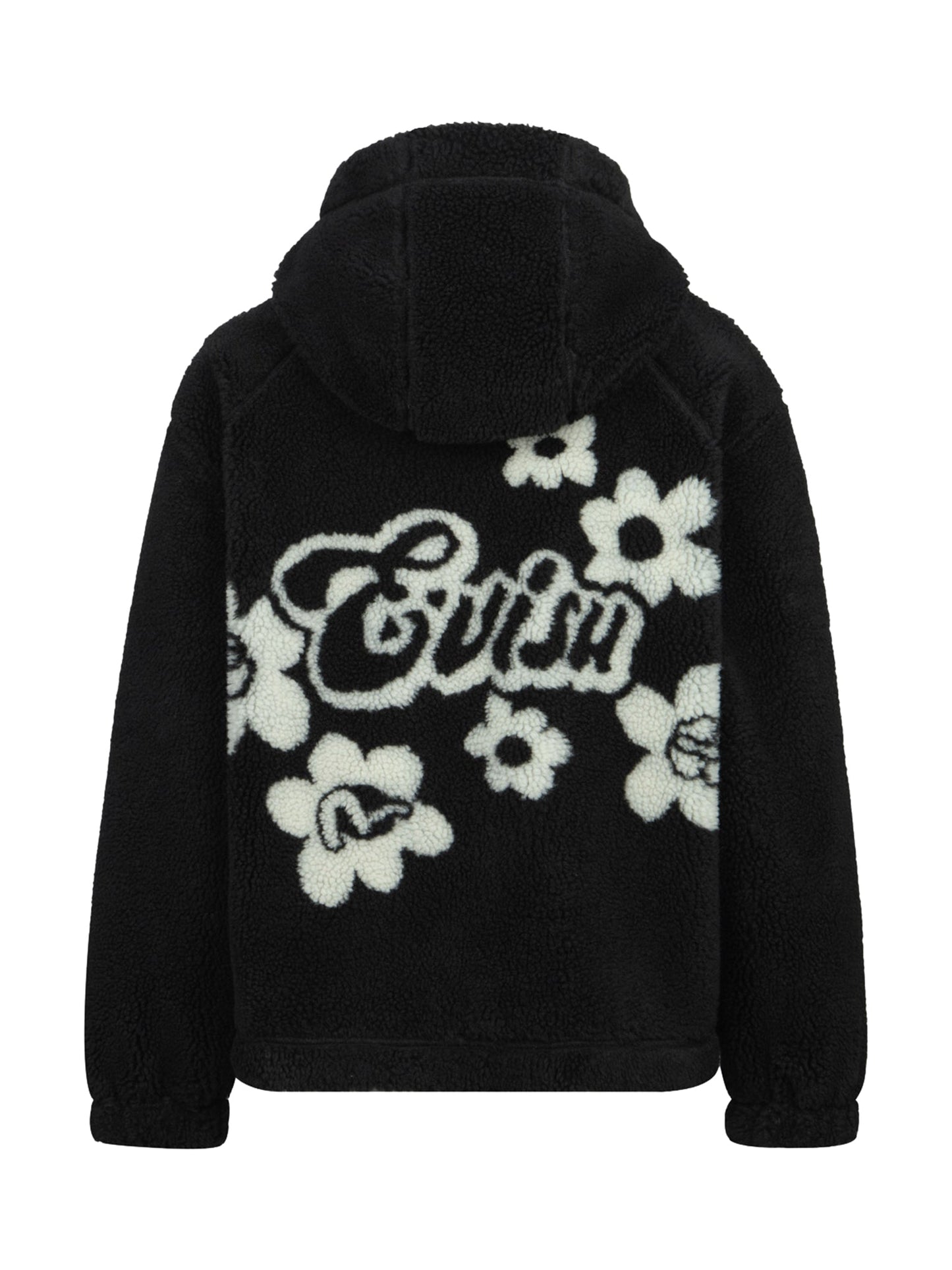 Floral Jacquard Oversized Sherpa Fleece Jacket