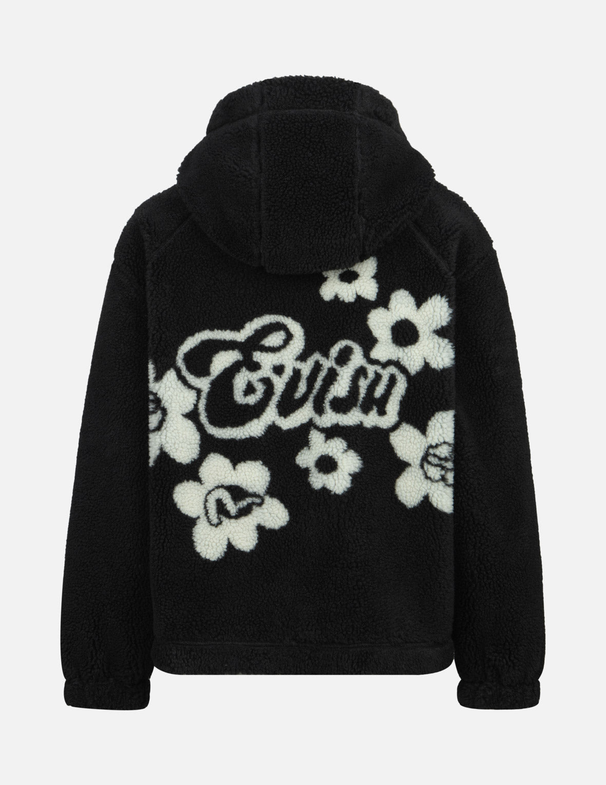 Floral Jacquard Oversized Sherpa Fleece Jacket