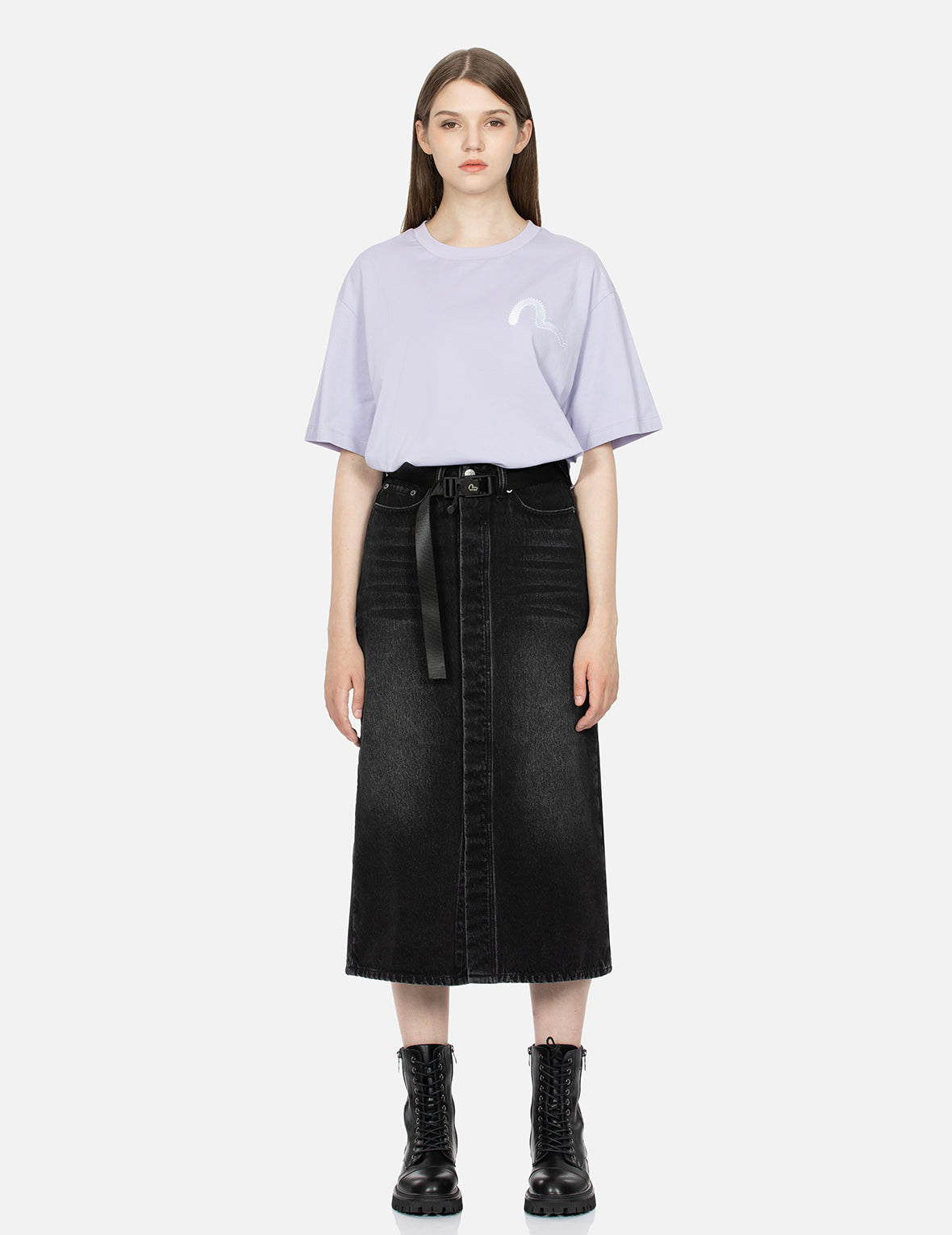 Seagull Appliqué Fashion Fit Denim Skirt – EVISU