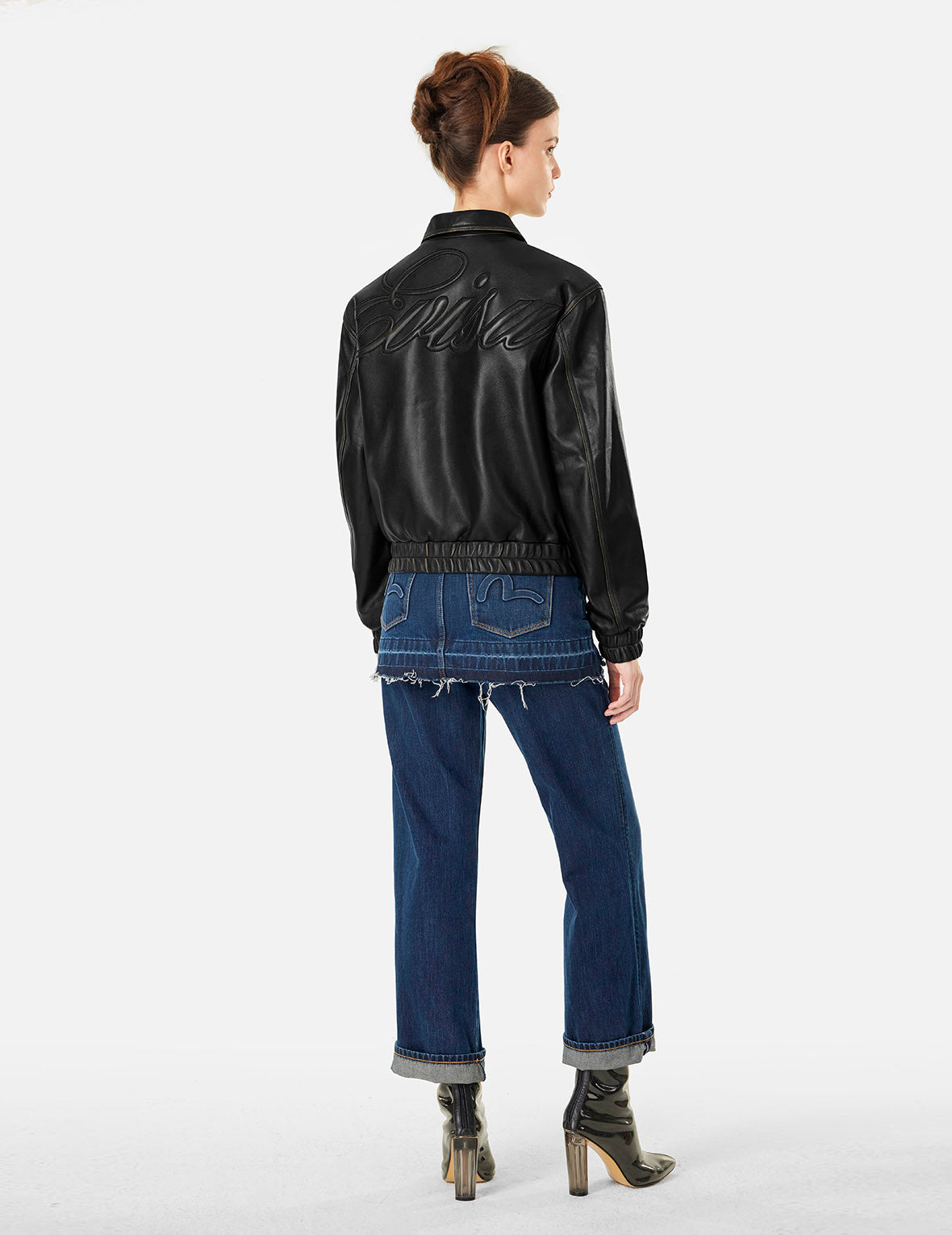 Seagull Embroidery and Logo Appliqué Fashion Fit Leather