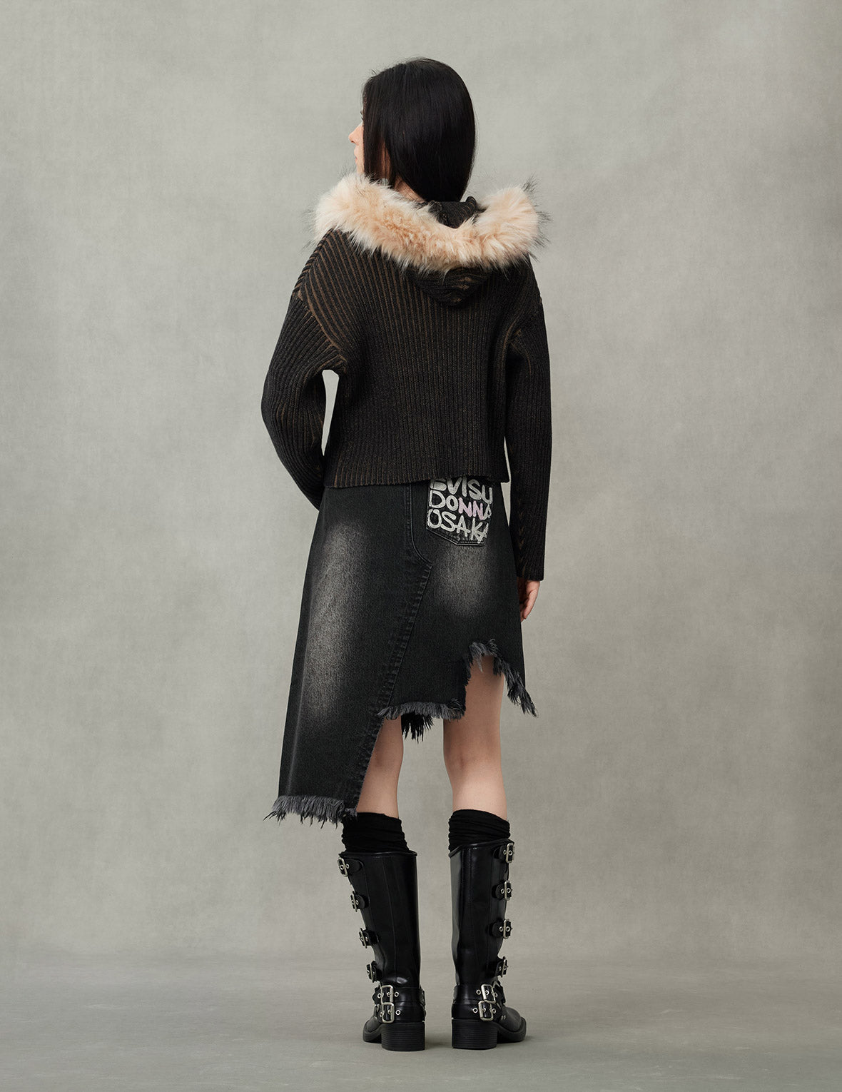 Logo Rope Embroidery Regular Fit Knitted Jacket with Hooded – EVISU